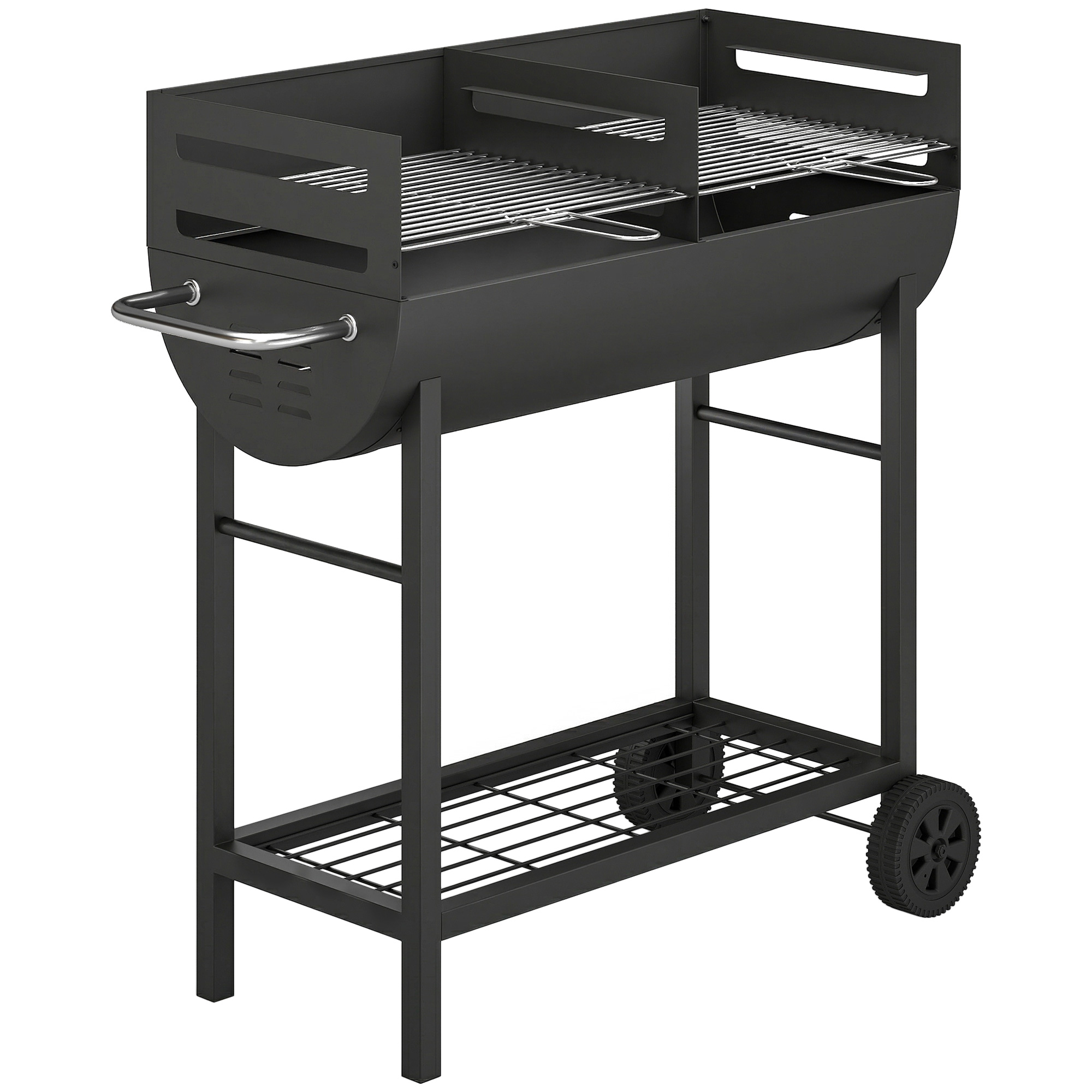 Cavero Black Metal Barbecue Grill with 2 Cooking Areas - 46.5cm