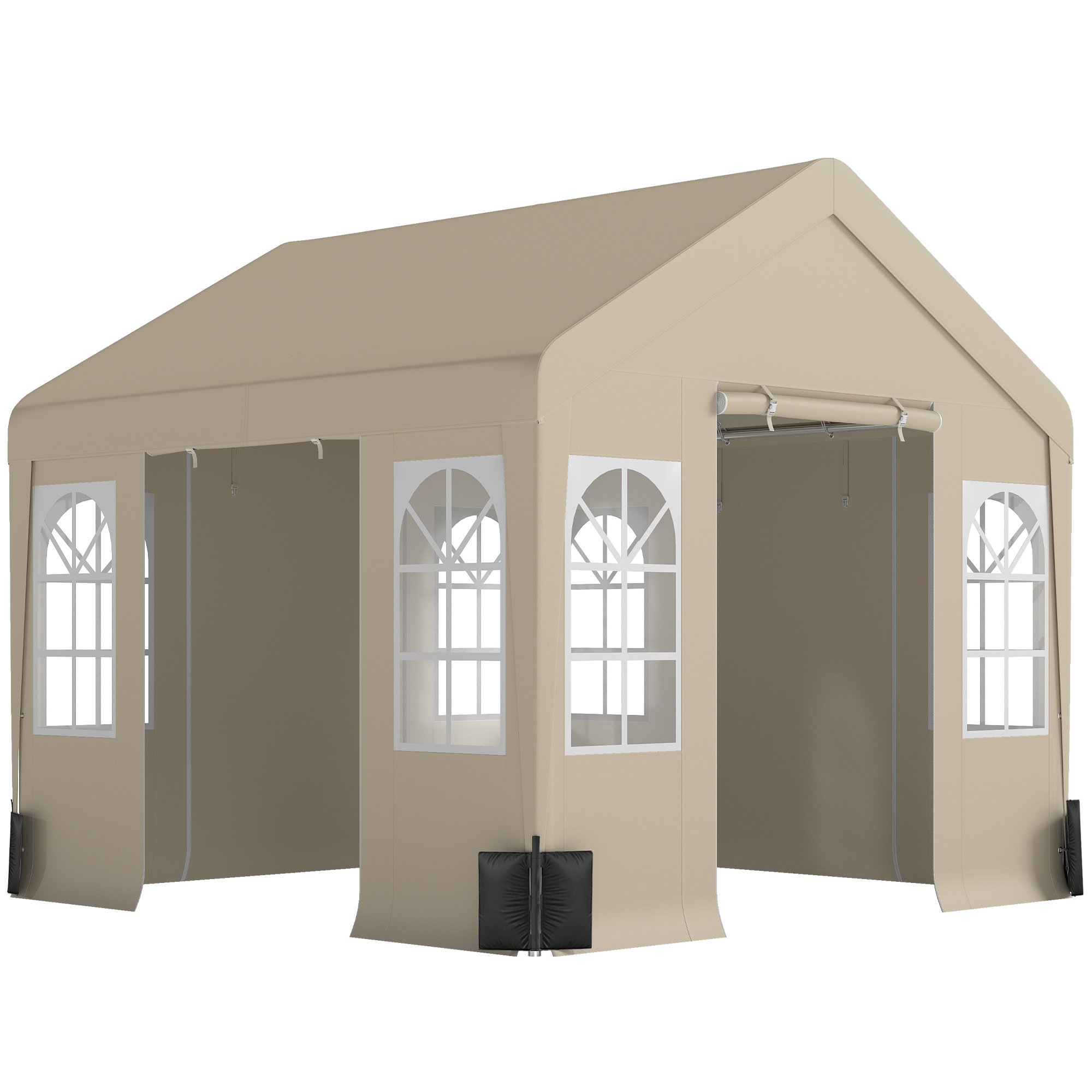 Belmoor Beige Steel 3x3m Gazebo Canopy Tent Shelter with Removable Sidewalls - 300cm