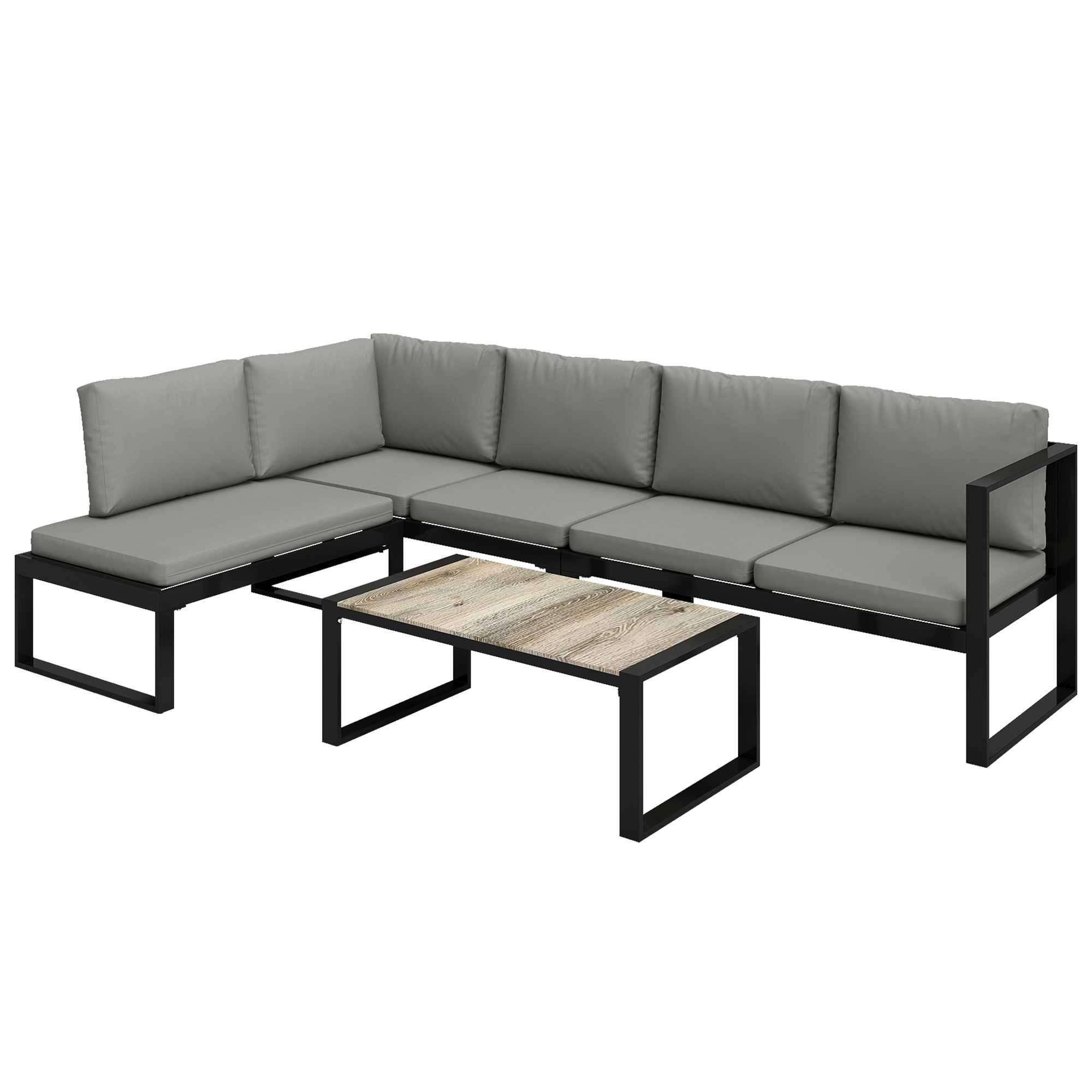 Wexara Dark Grey Steel 4 Piece Corner Sofa Set - 152cm