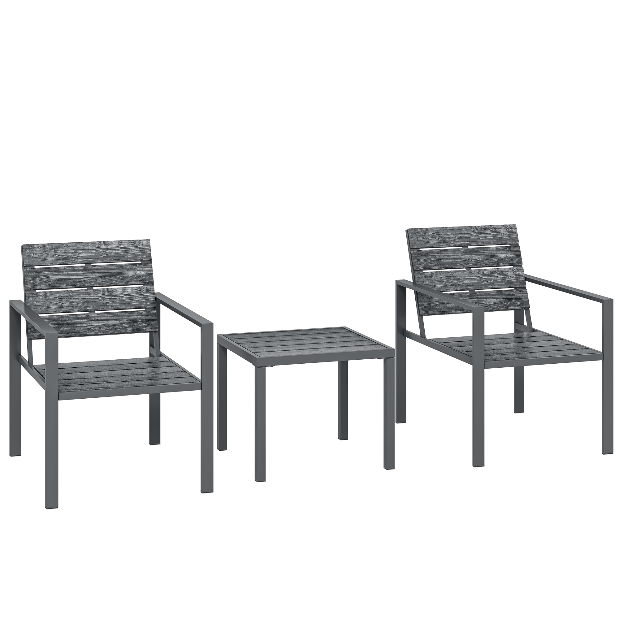 Cammere Dark Grey Metal Table and Chair Set - 55.5cm