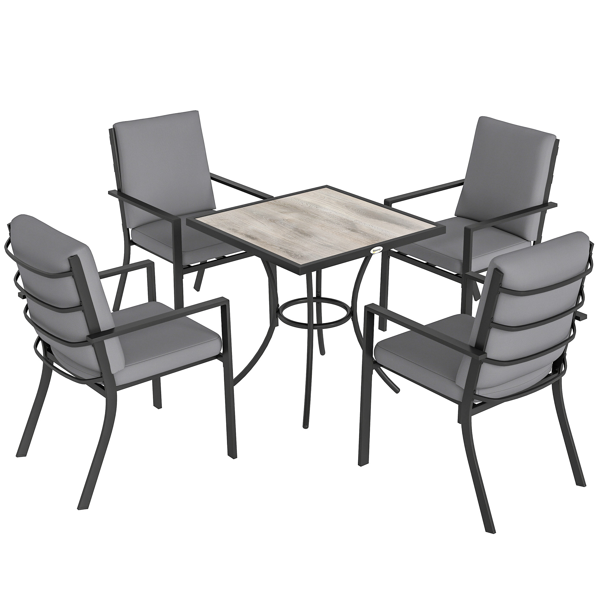 Norena Grey Steel 4 Seater Dining Set - 80cm