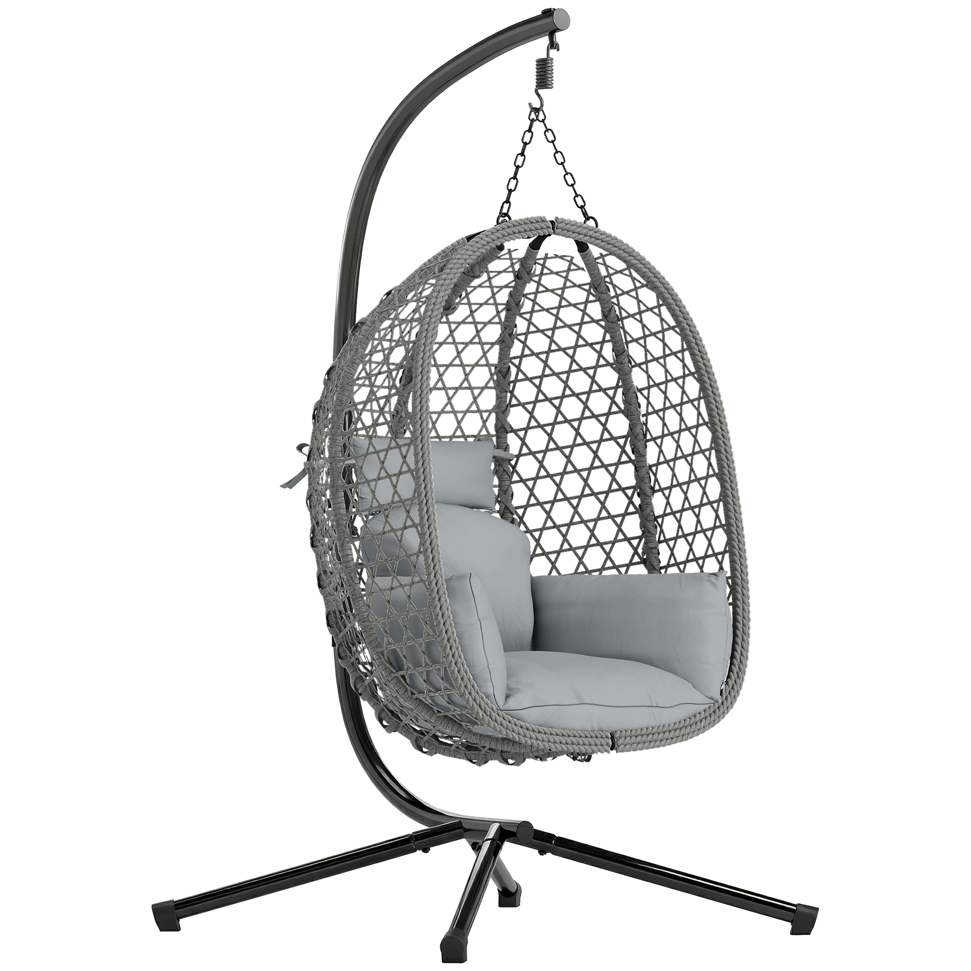 Yorcarr Dark Grey PE Rattan Hammock Swing Chair - 105cm
