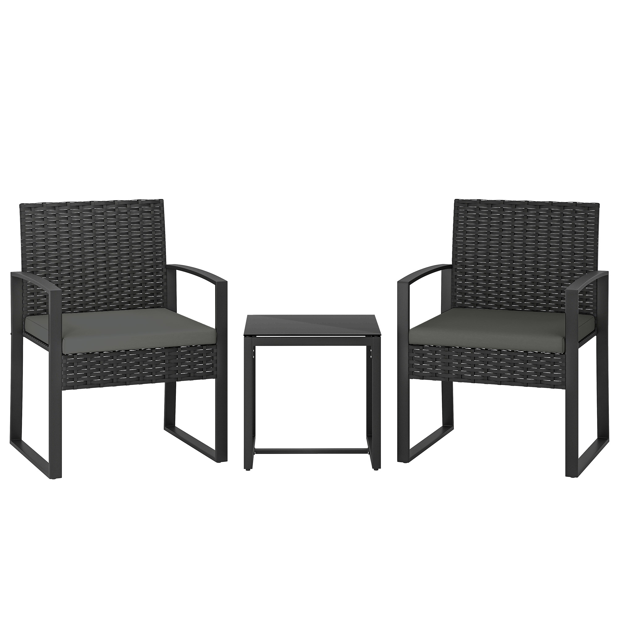 Elmmont Dark Grey PE Rattan 3 Pieces Garden Furniture Set - 55cm