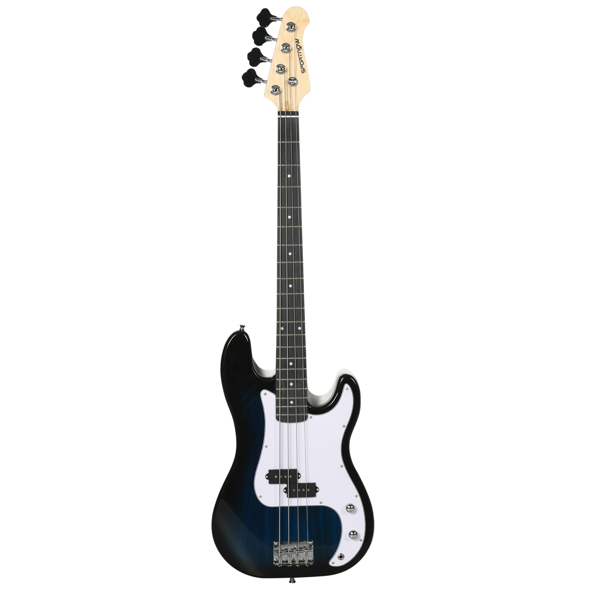 BADMINTON Full Size 4 String Electric Bass Guitar for Beginners - Blue Black and White