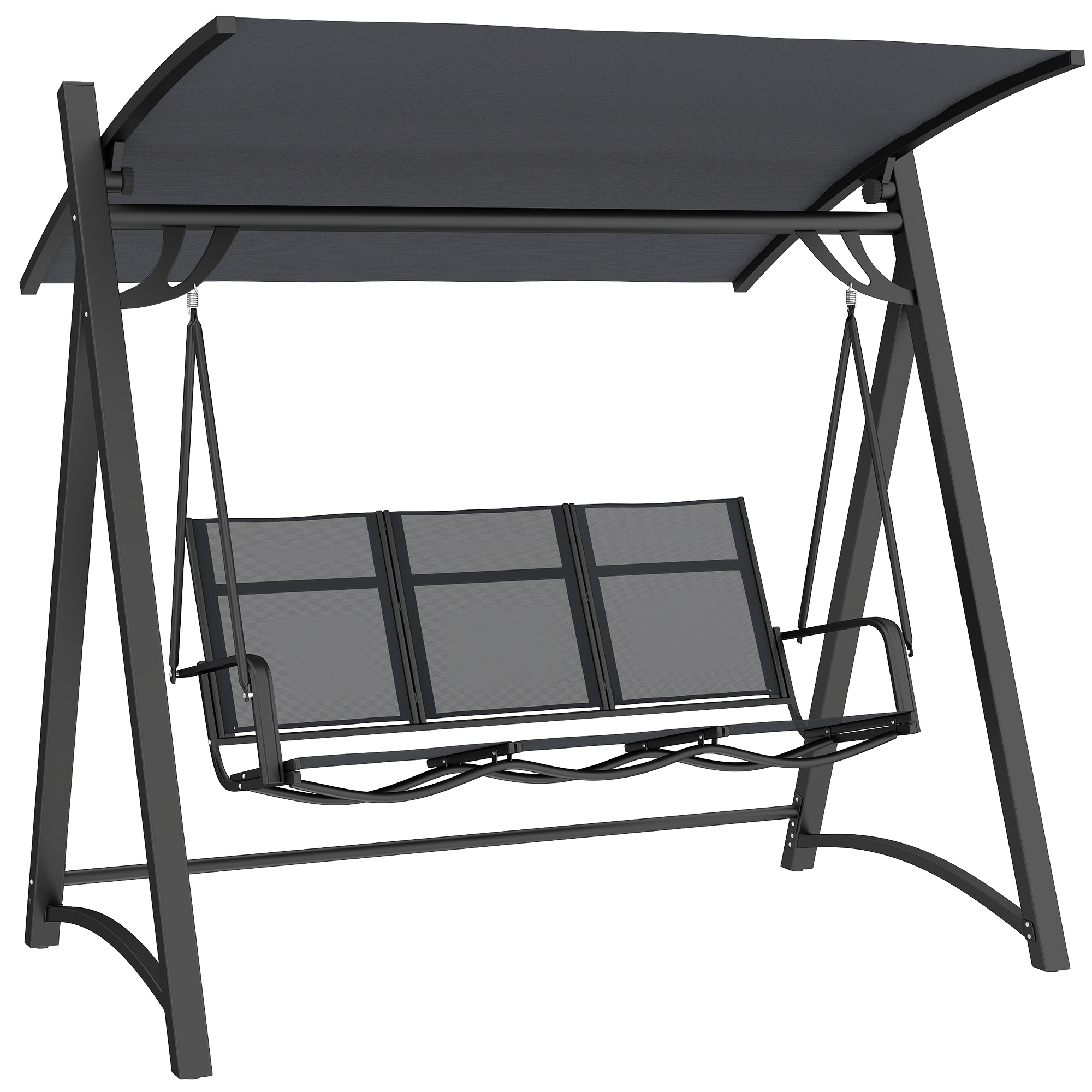Beldene Grey Metal 3 Seat Canopy Swing Chair - 188cm
