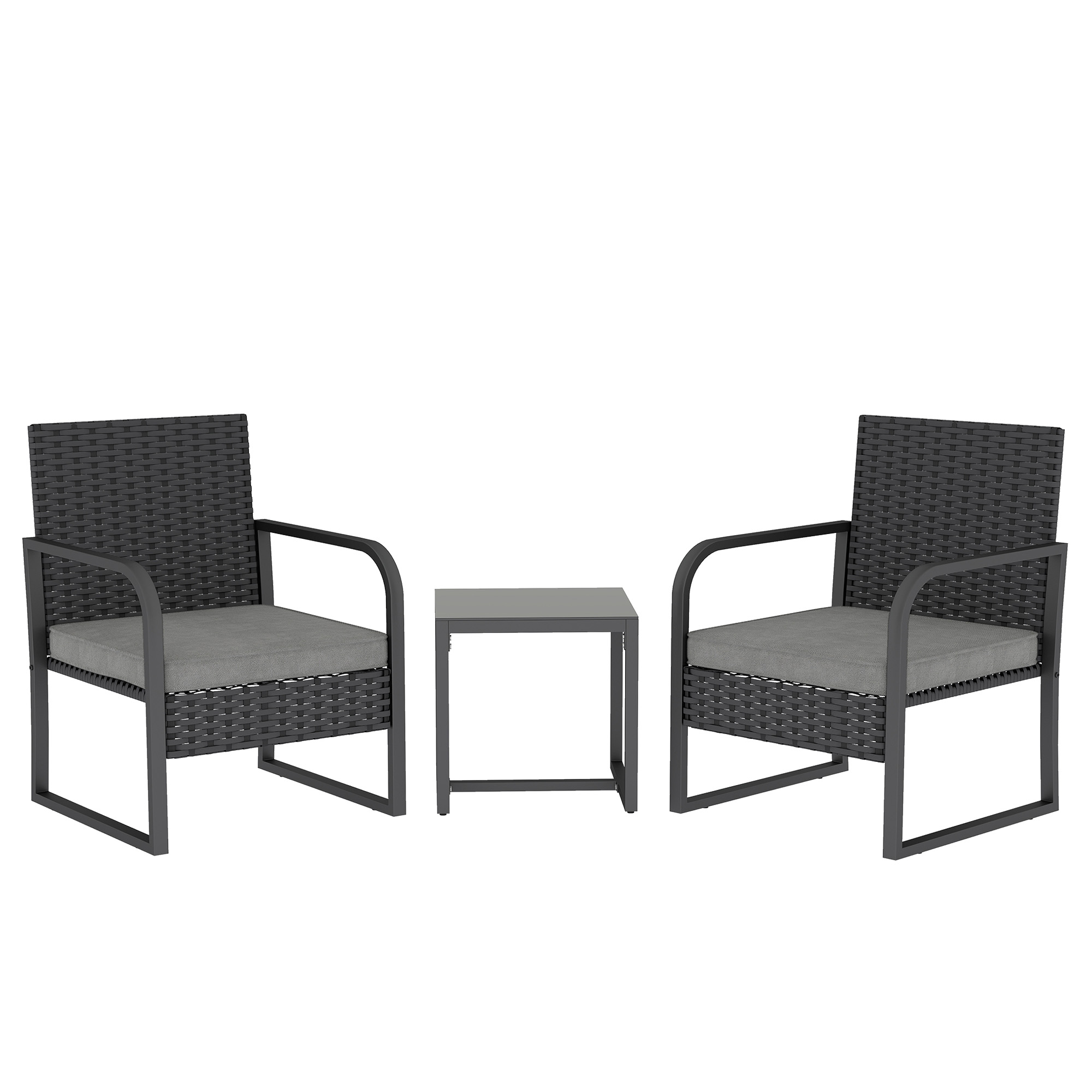 Serant Dark Grey PE Rattan 3 Pieces Garden Furniture Set - 56cm