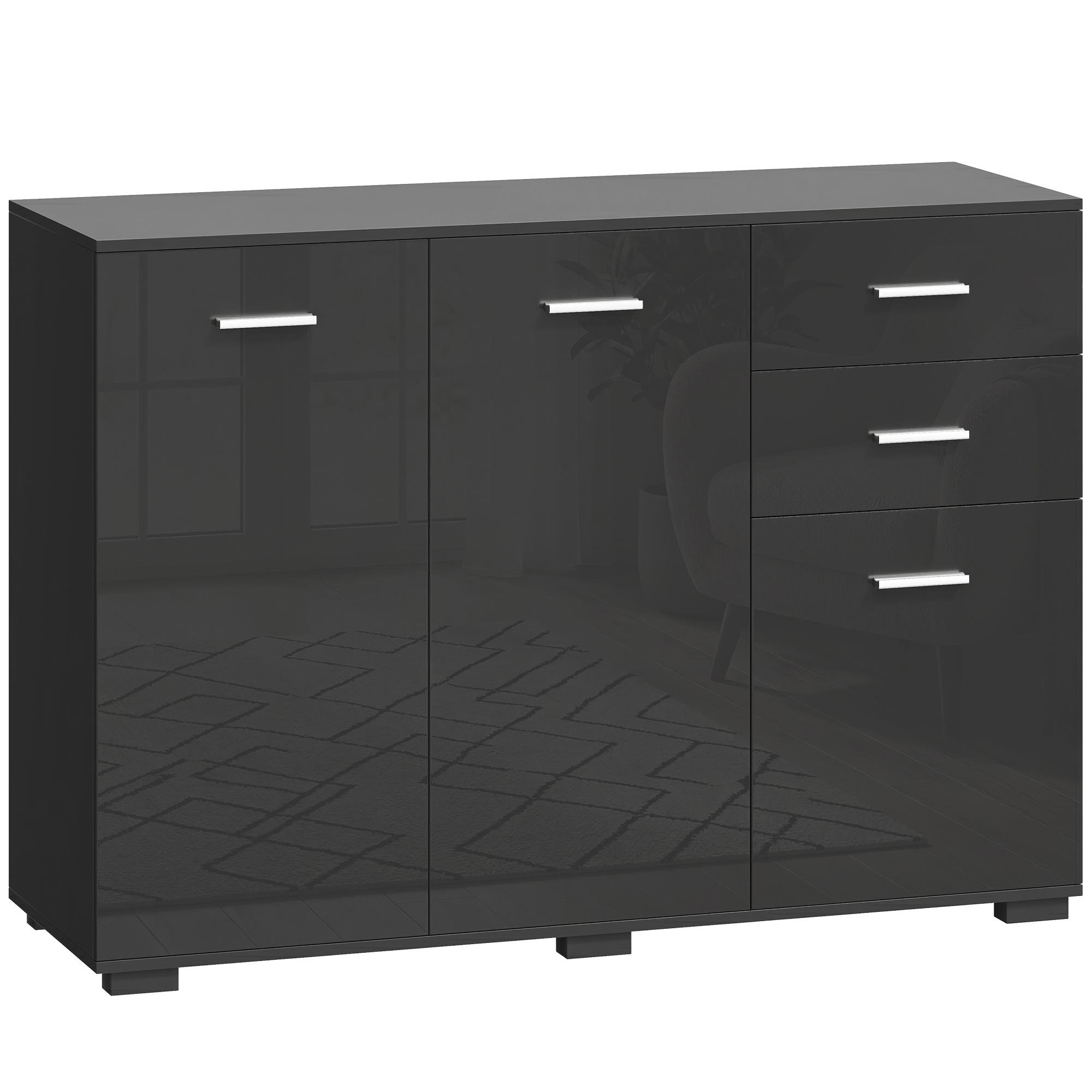 Winwick Black Sideboard with 3 Doors - 106cm