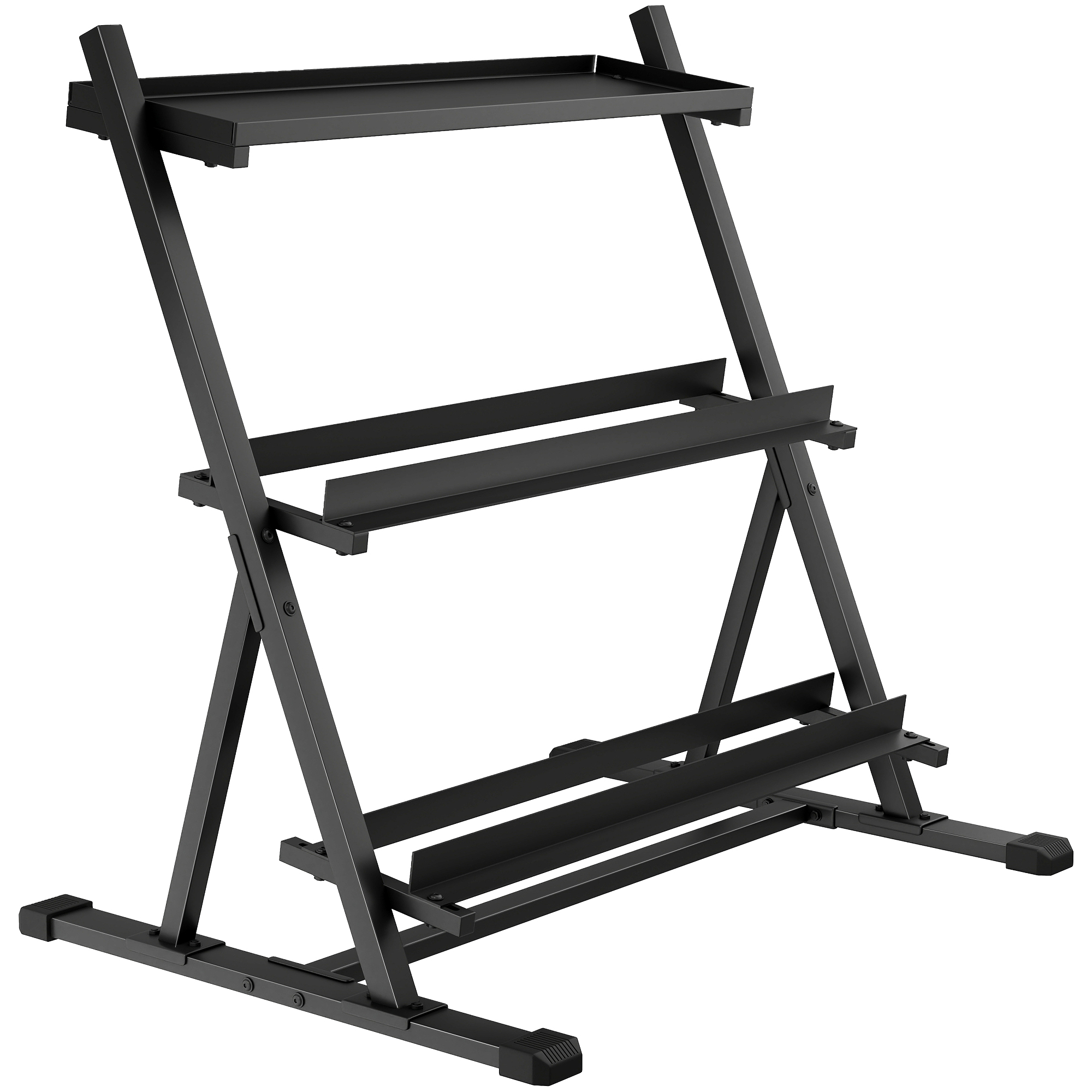 Belune Black Steel 3-Tier Dumbbell Rack - 66cm