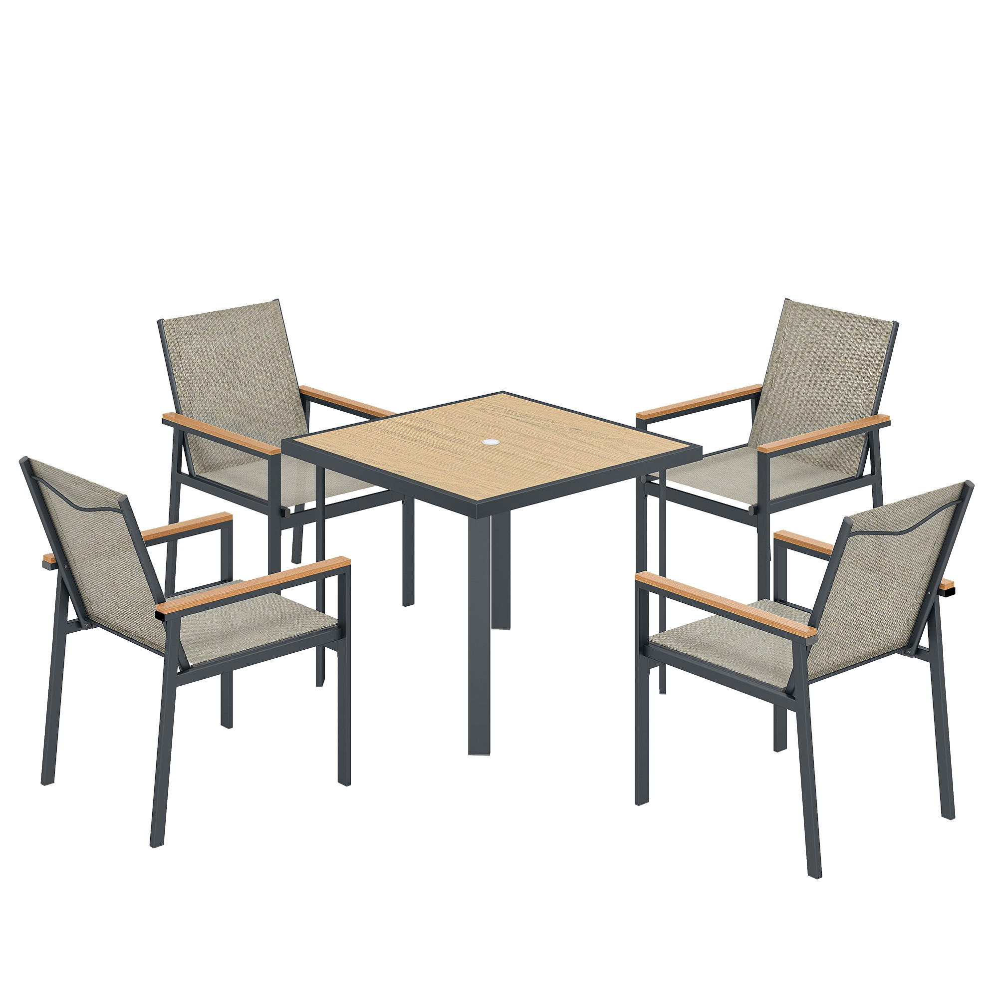 Marbyrn Khaki Glass 4 Seater Dining Set - 88cm