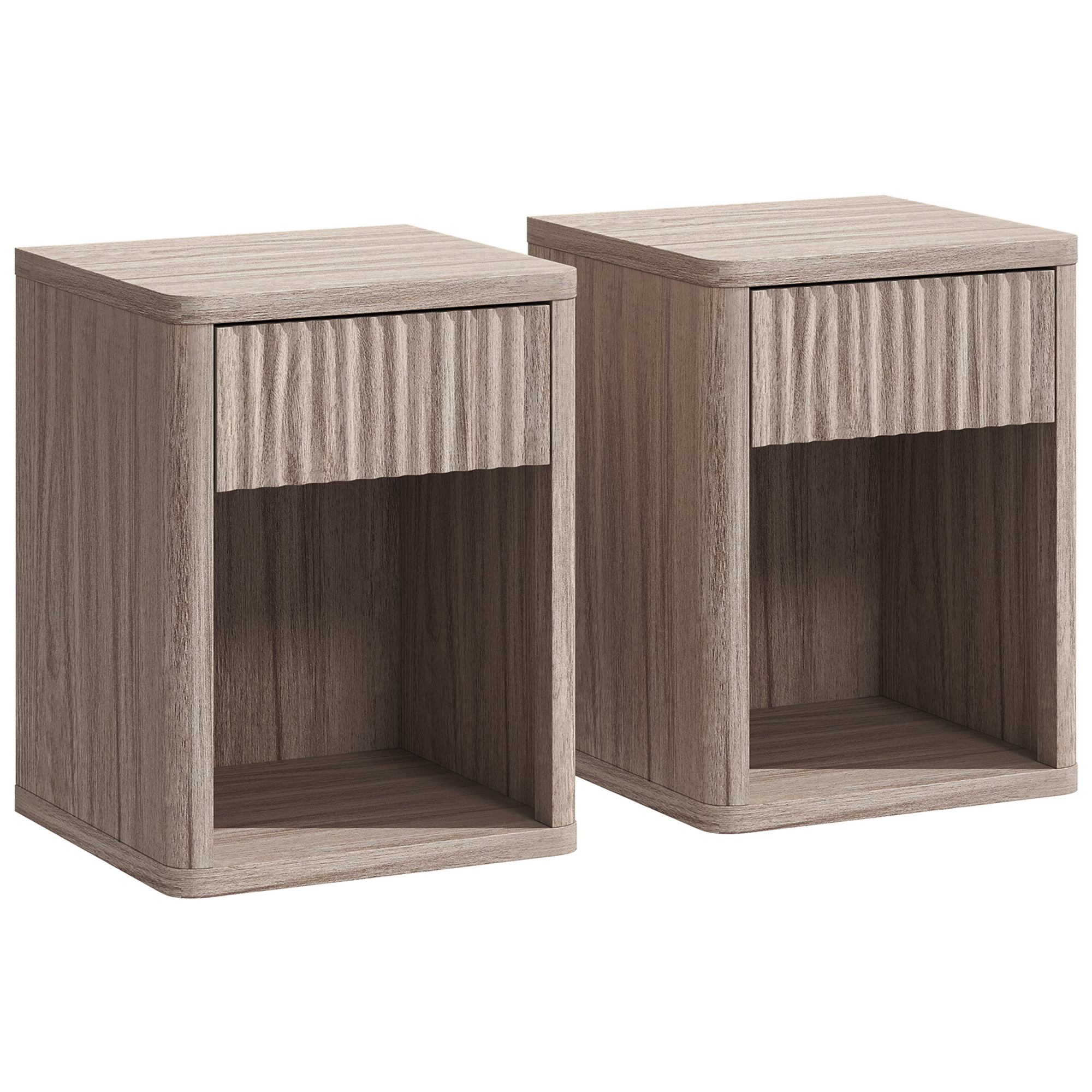 Wexant Grey Bedside Table Set of 2 - 40cm