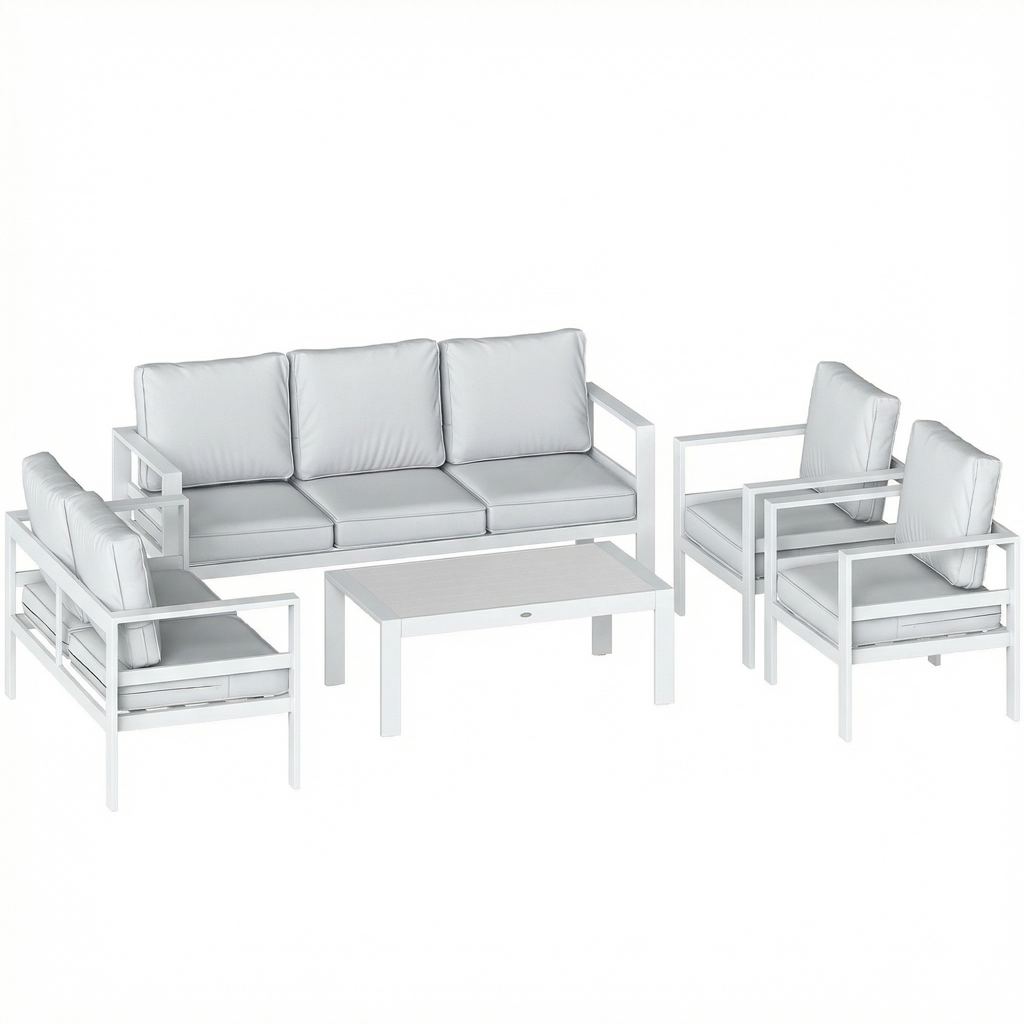 Camhall Aluminium 5 Pieces Sofa Set - White