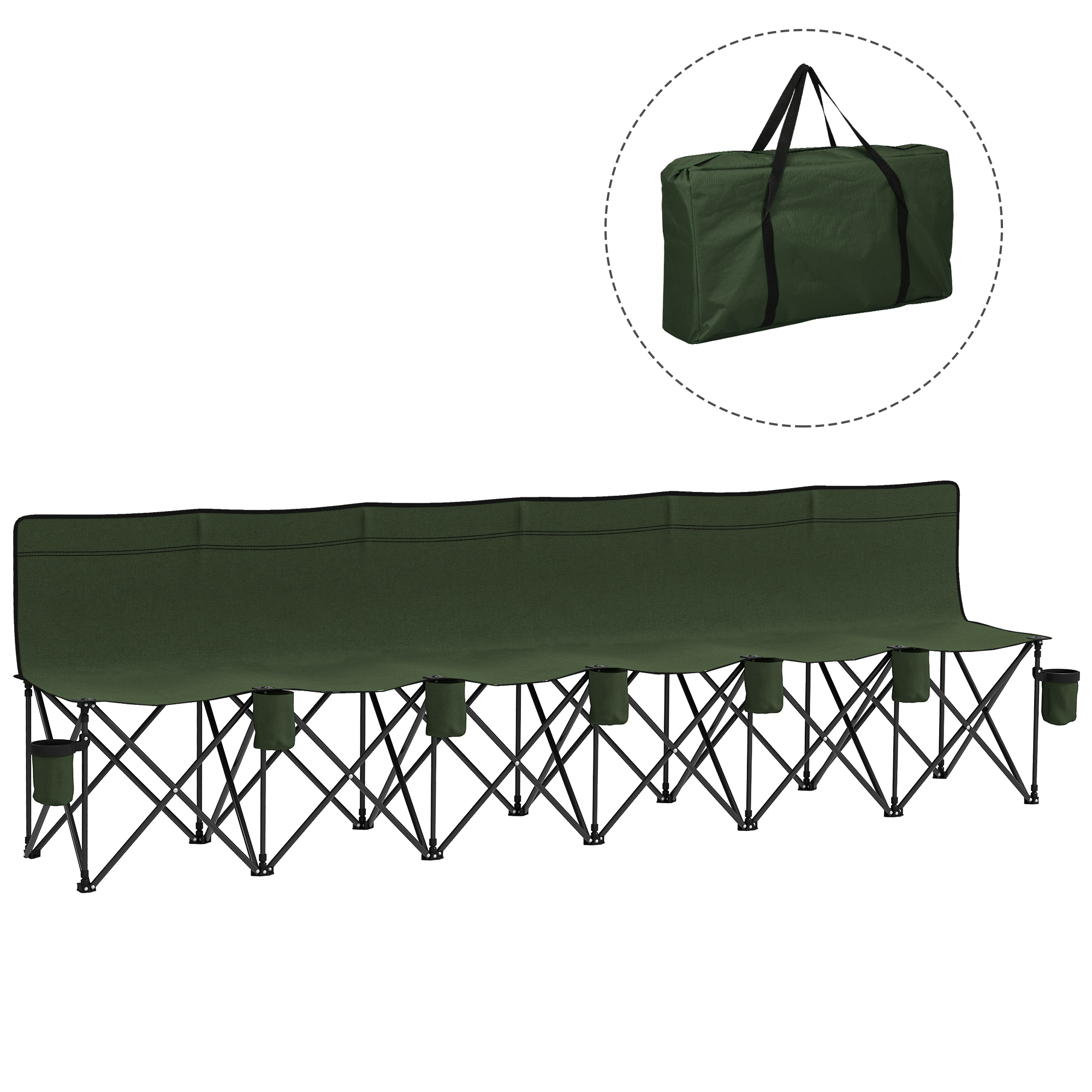 Jadis Green Metal Folding Camping 6 Seat Chair - 259cm