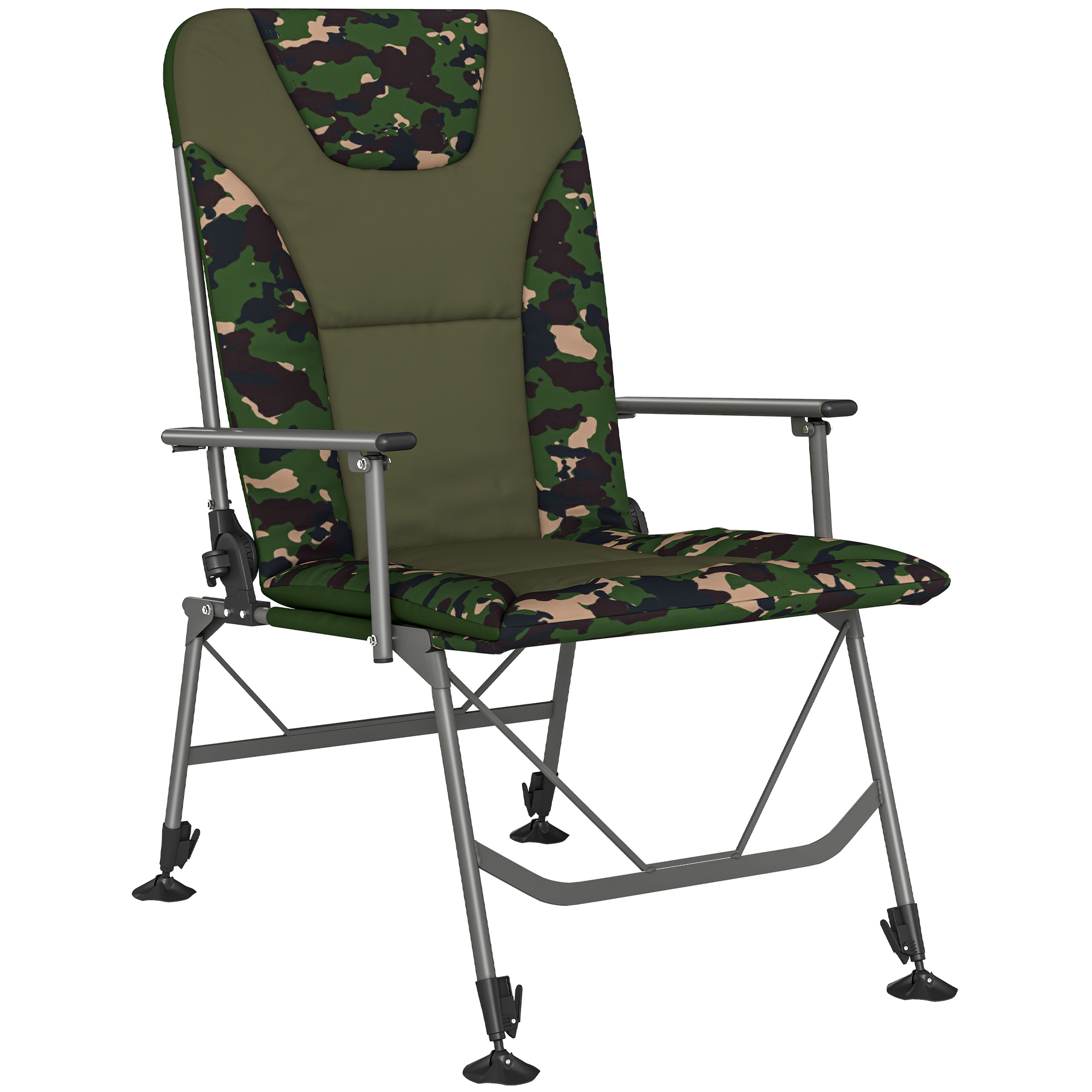 Kenheir Camouflage Metal Reclining Folding Camping Chair - 95cm