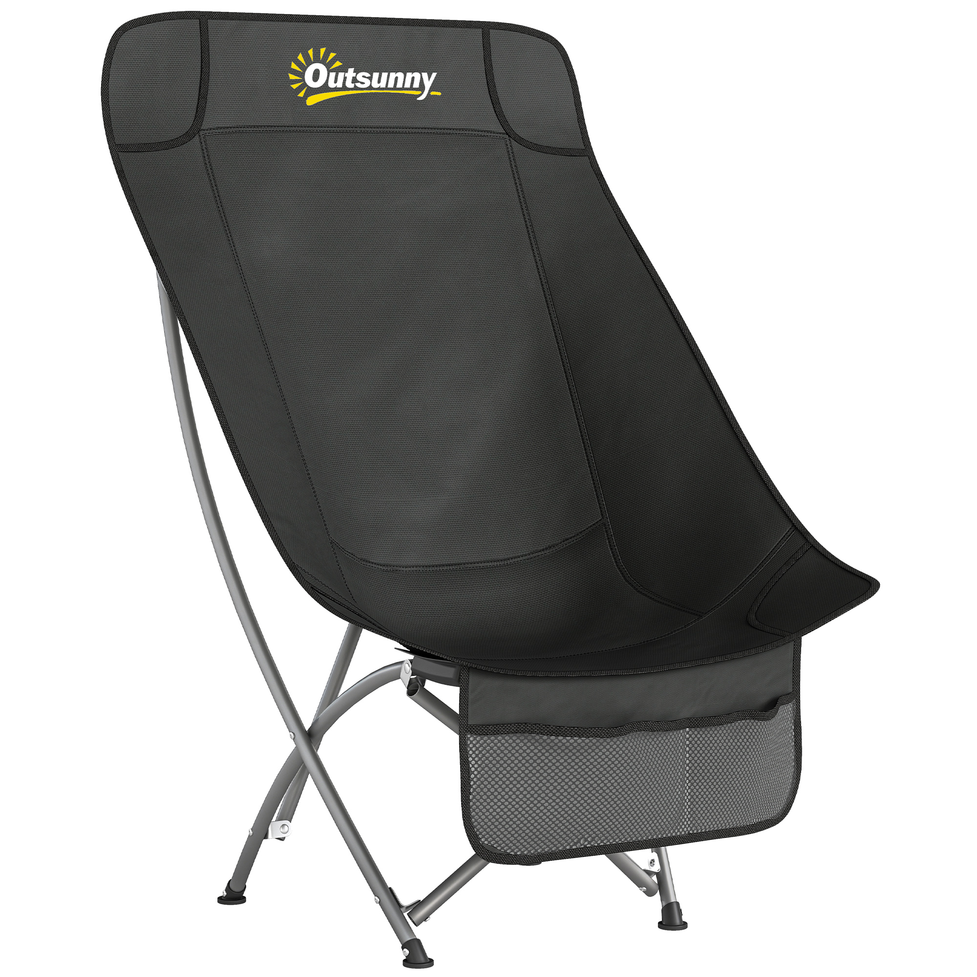 Quawick Black Metal Folding Camping Chair - 60cm