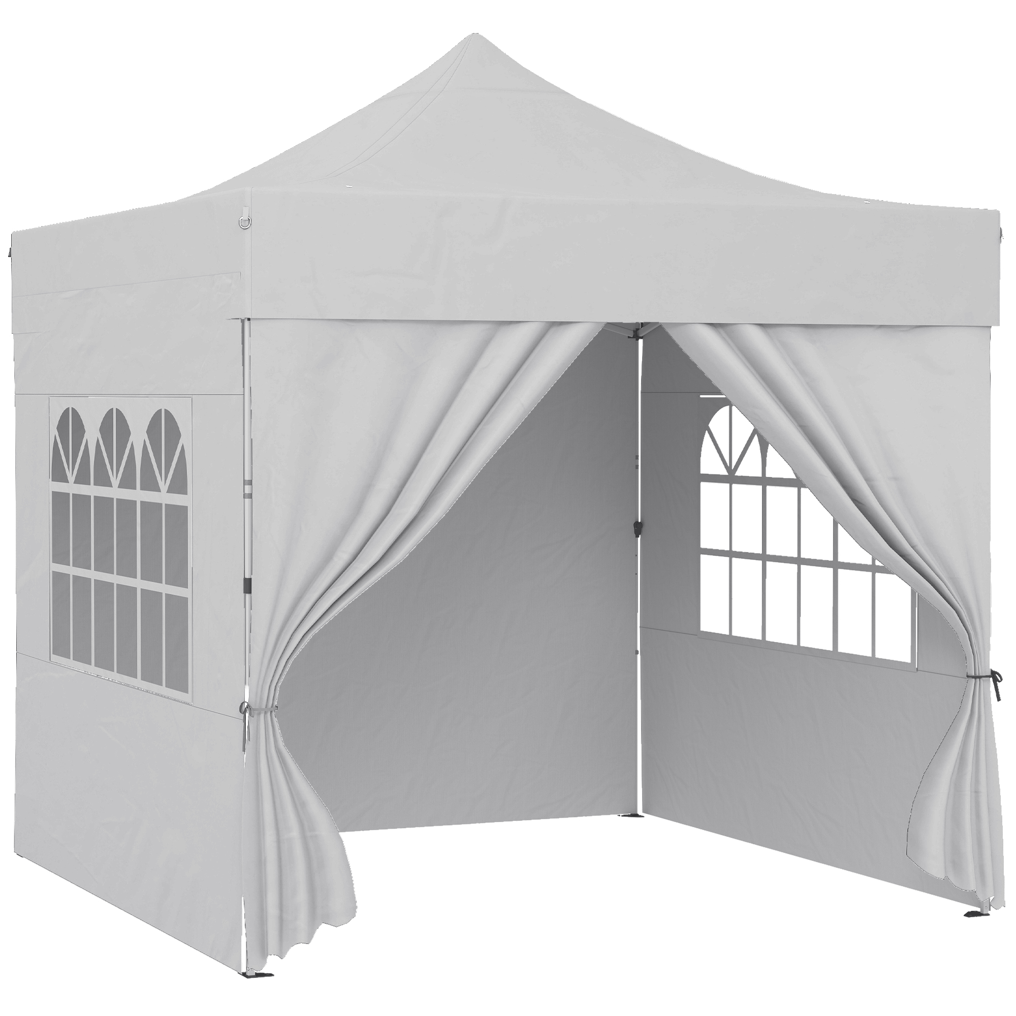 Belmore Silver Grey Metal 3x3m Pop Up Gazebo with Sidewalls - 300cm