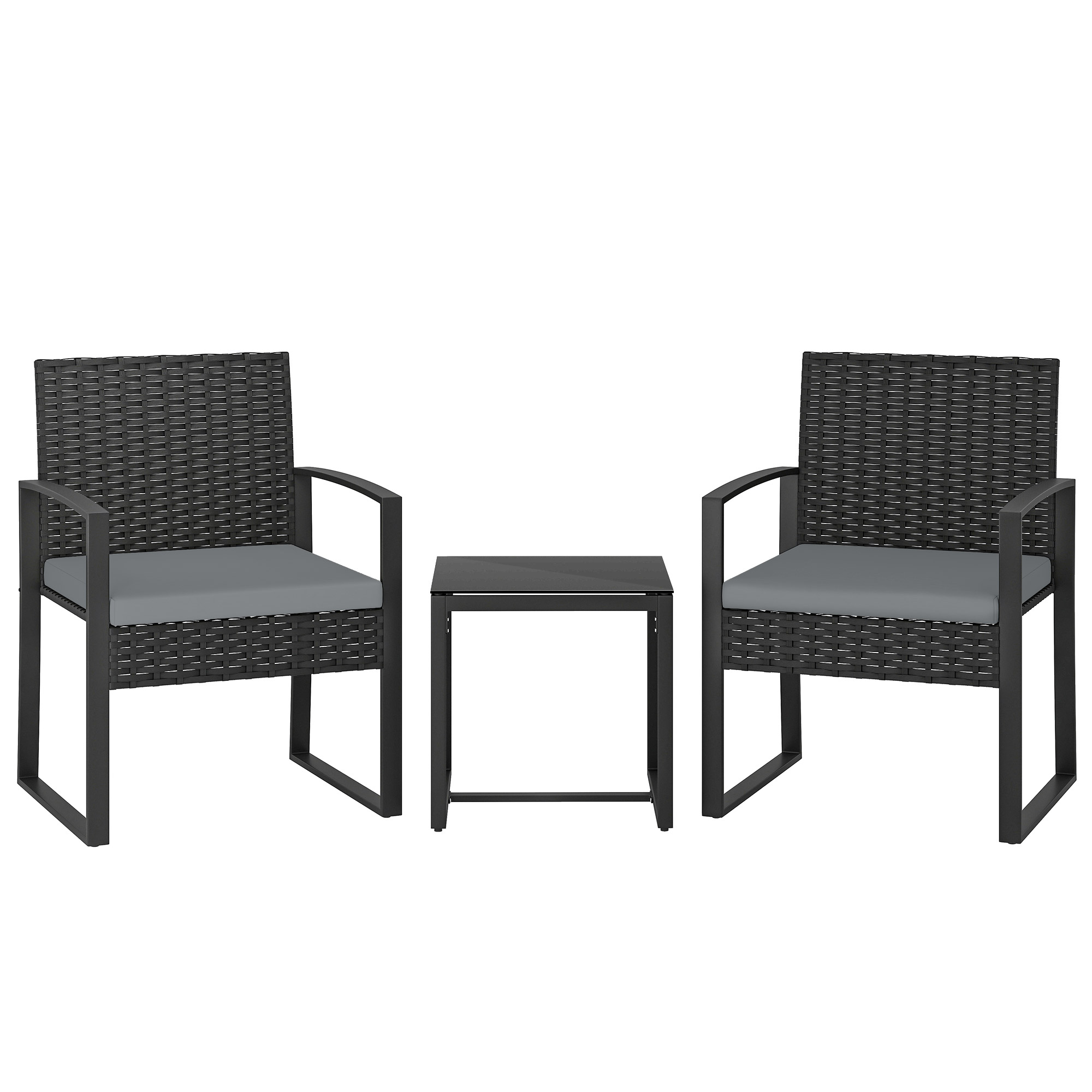 Elmmont Light Grey PE Rattan 3 Pieces Garden Furniture Set - 55cm