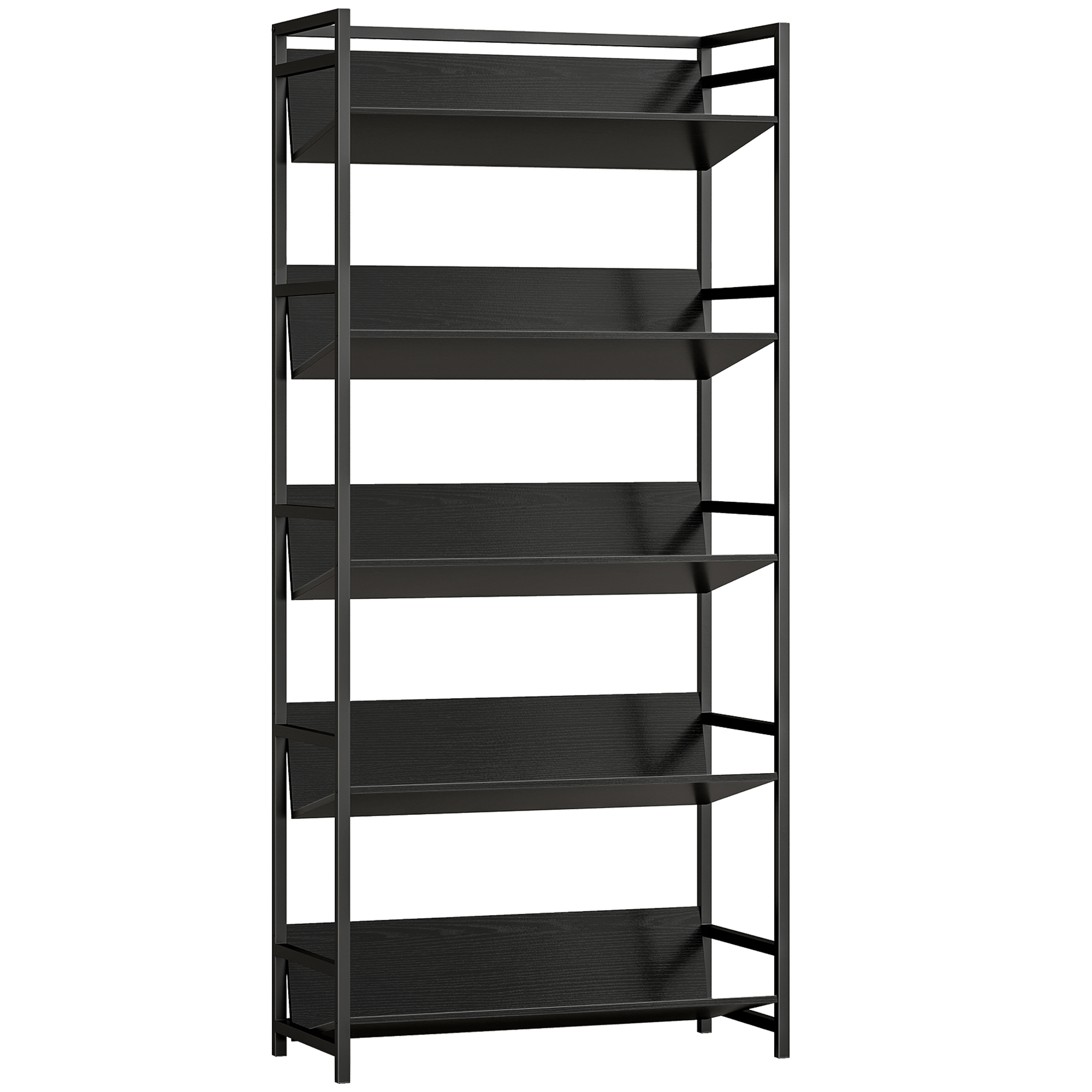 Dormont Black Steel 5 Tier Bookcase - 80cm