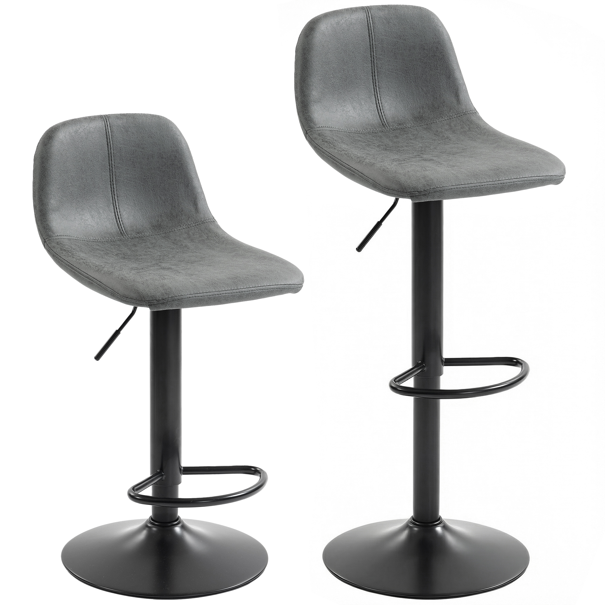 Harcour Grey Steel Bar Stool Set of 2 - 37cm