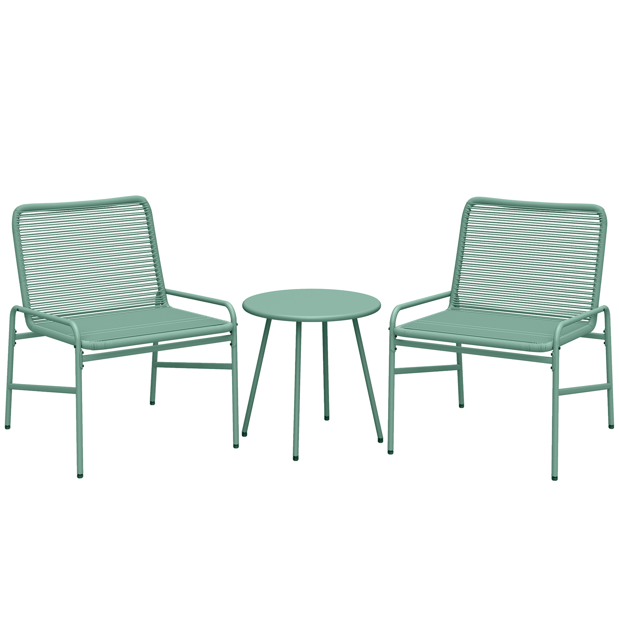 Yormore Green 3 Pieces Rattan Garden Furniture Set - 58cm