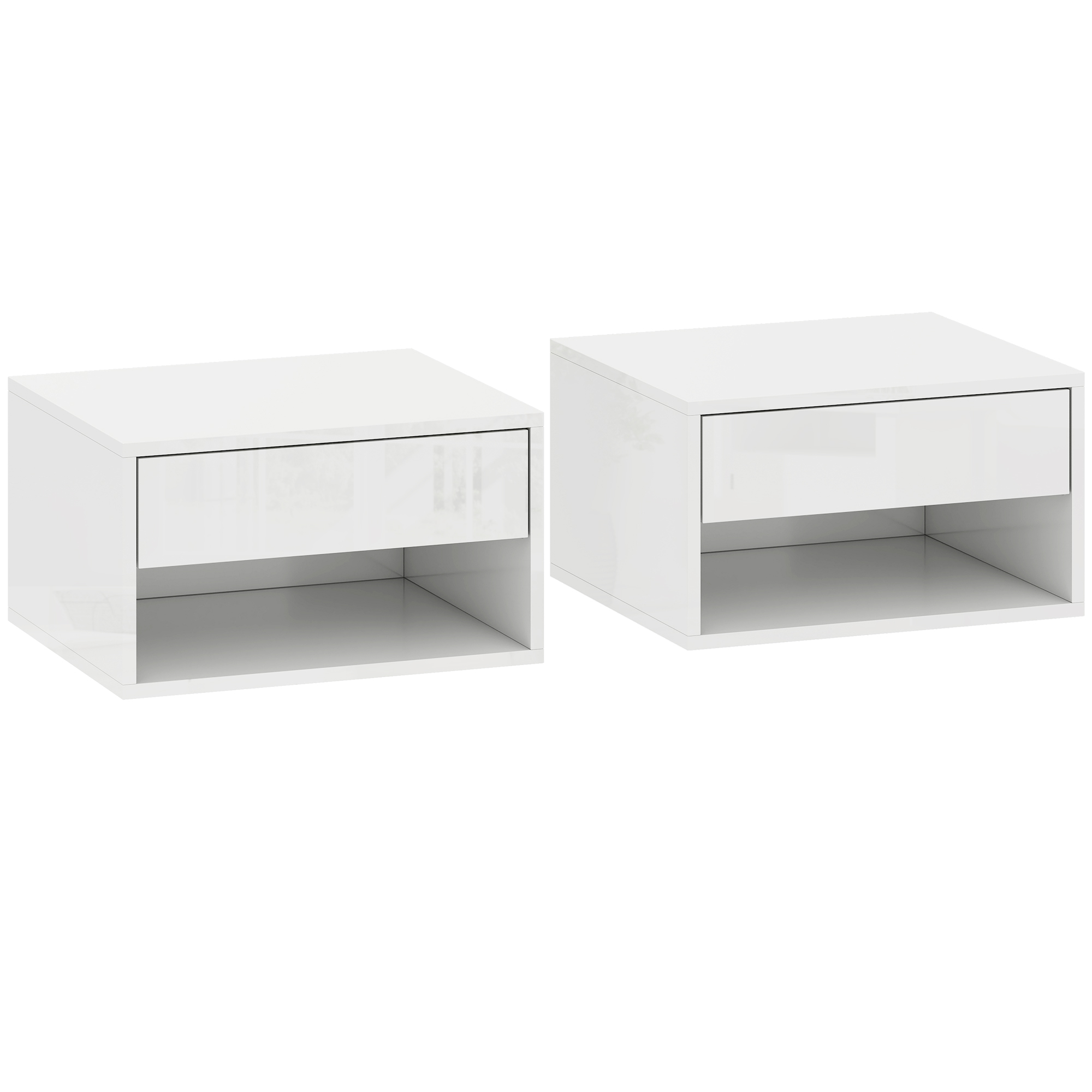 Stahall White Wall Mounted Bedside Table Set of 2 - 37cm