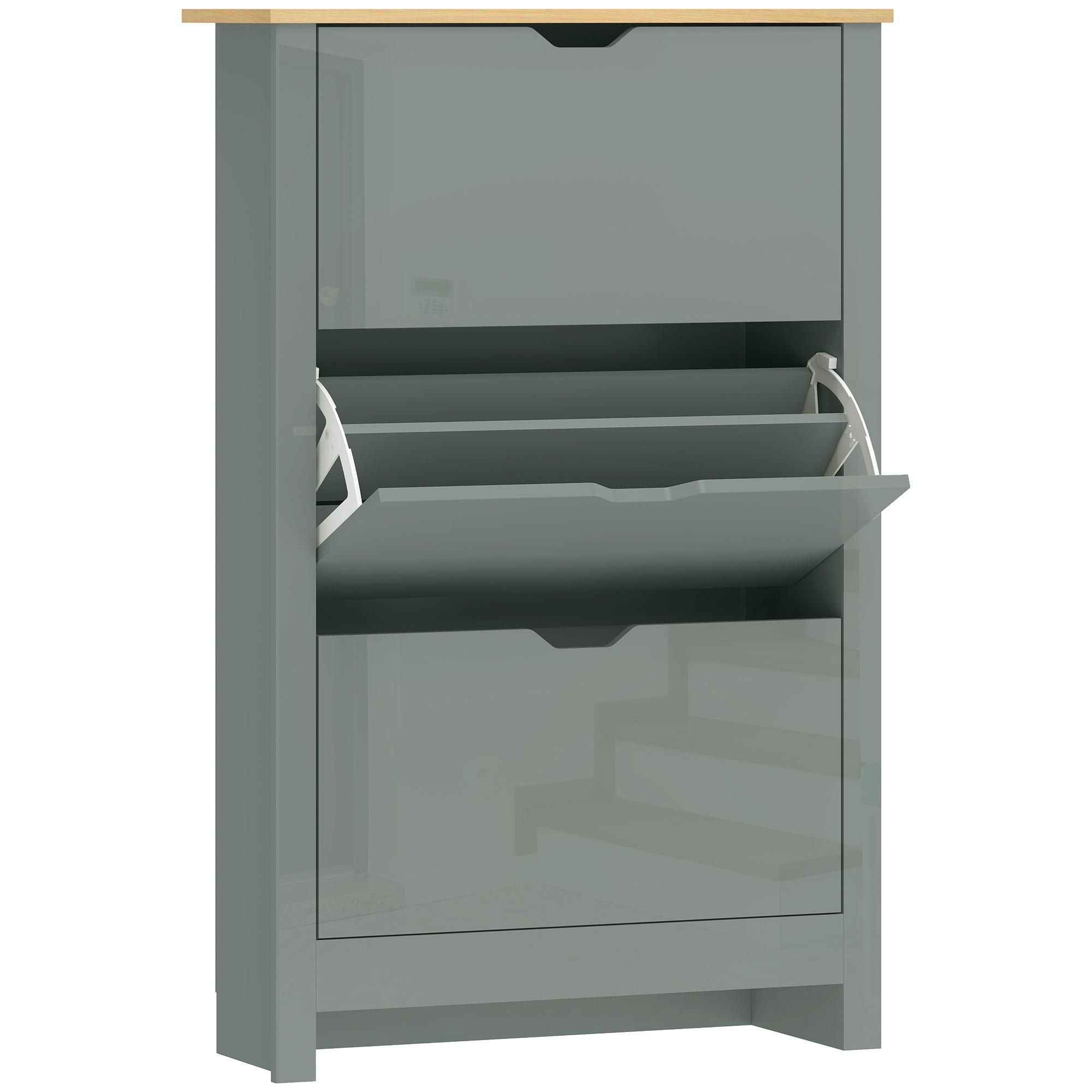 Winloft Light Grey Shoe Cabinet with 3 Flip Drawers - Large-sized - 72cm