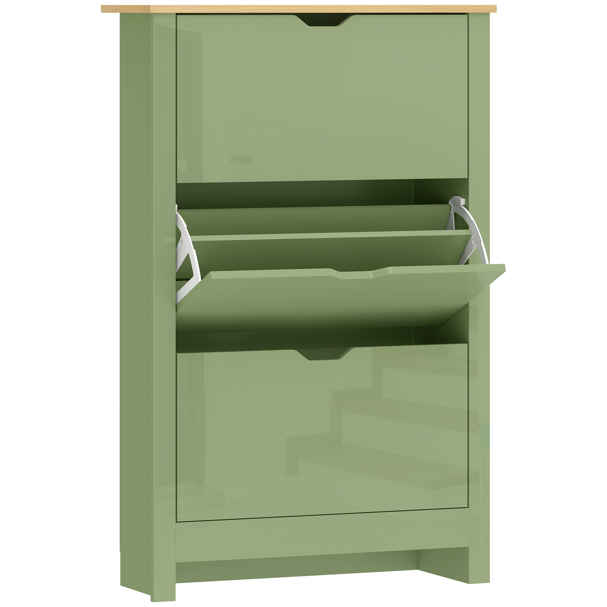 Winloft Green Shoe Cabinet with 3 Flip Drawers - Large-sized - 72cm