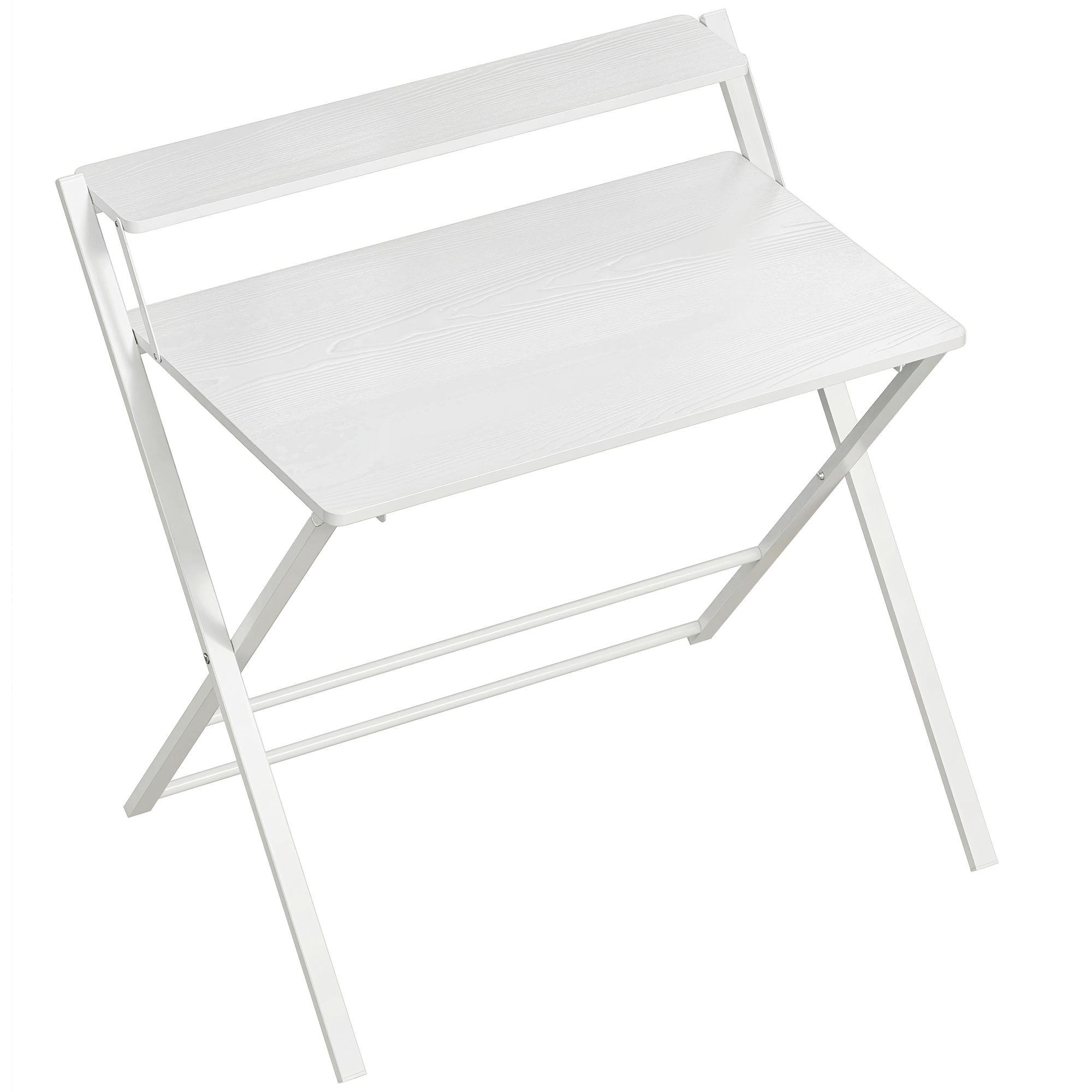Rosthor White Folding Office Study Table Storage Shelf - 86cm