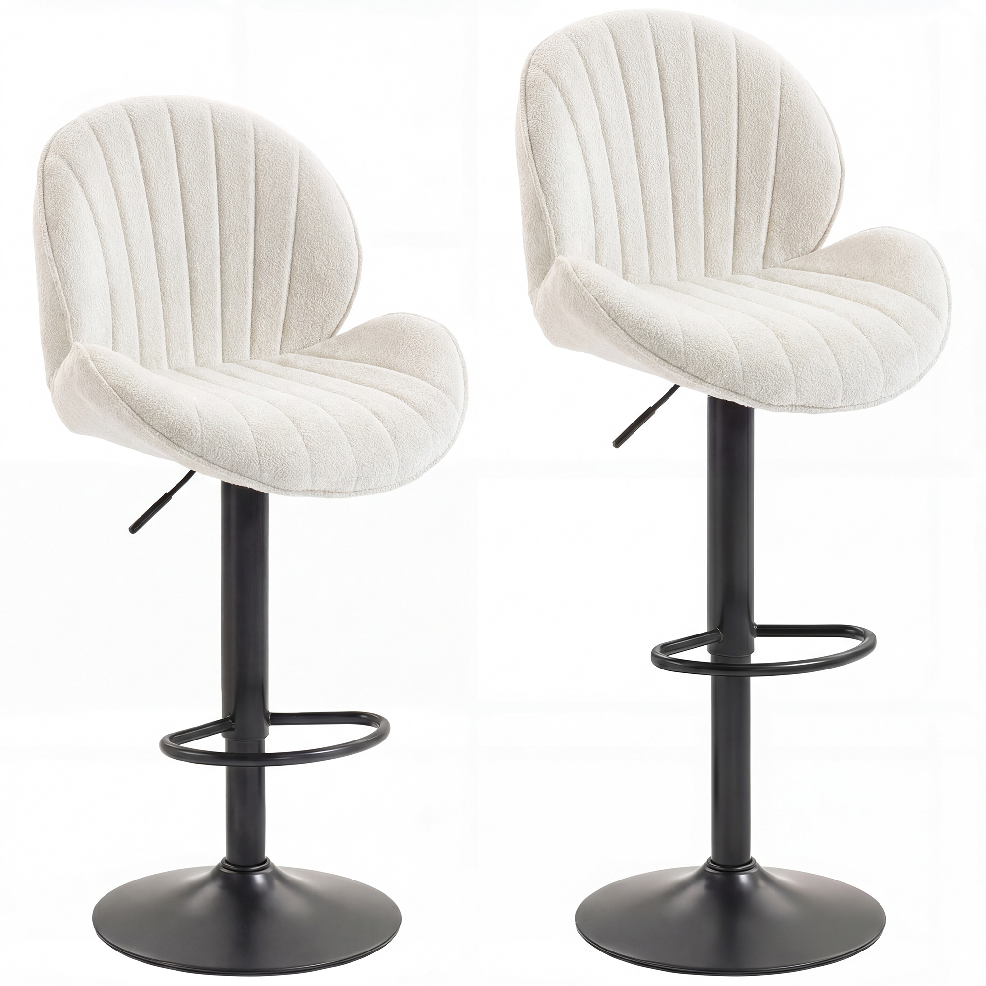 Priglen Cream Chenille Bar Stool Set of 2 - 48cm