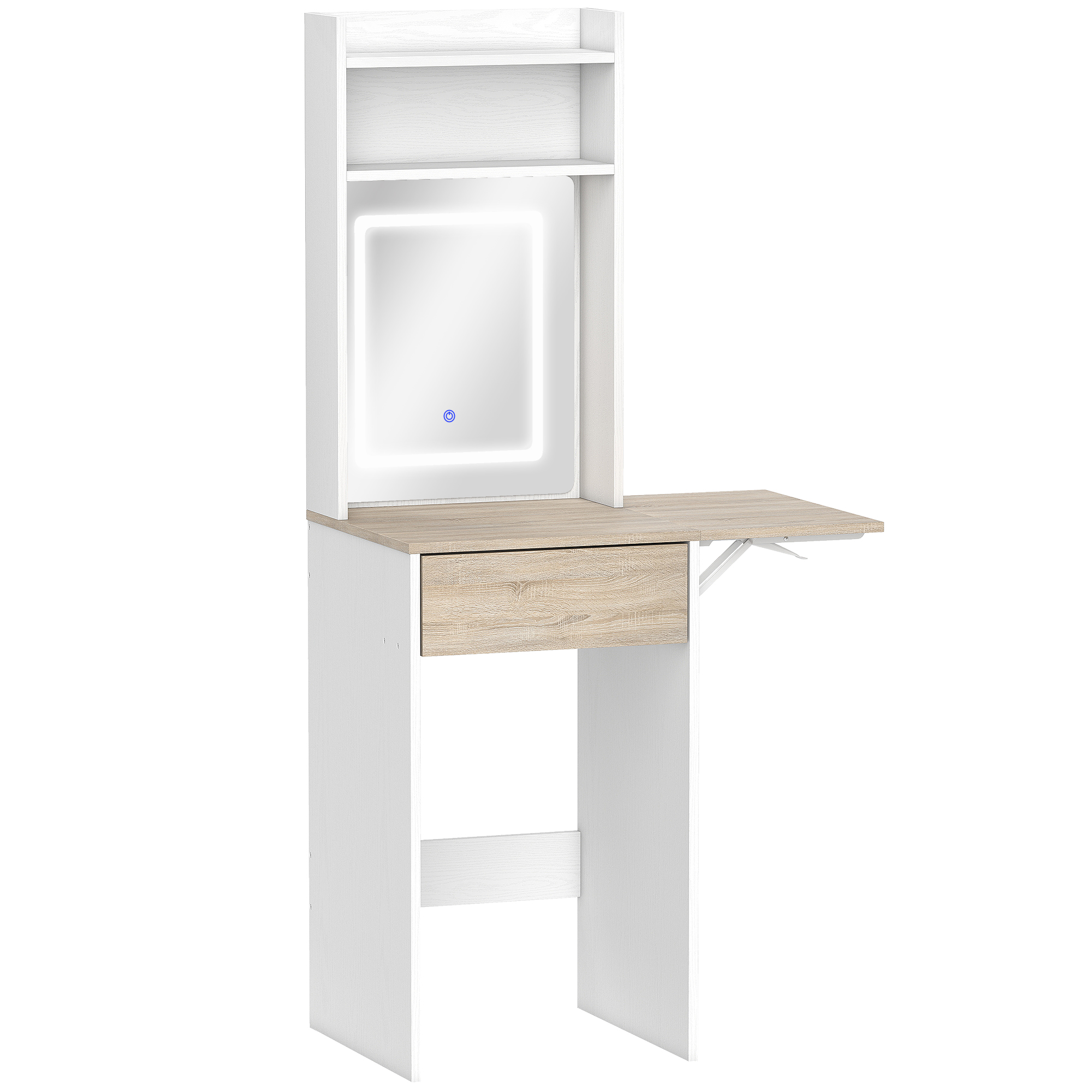 Marridg White Dressing Desk with Mirror and LED Lights - 45cm