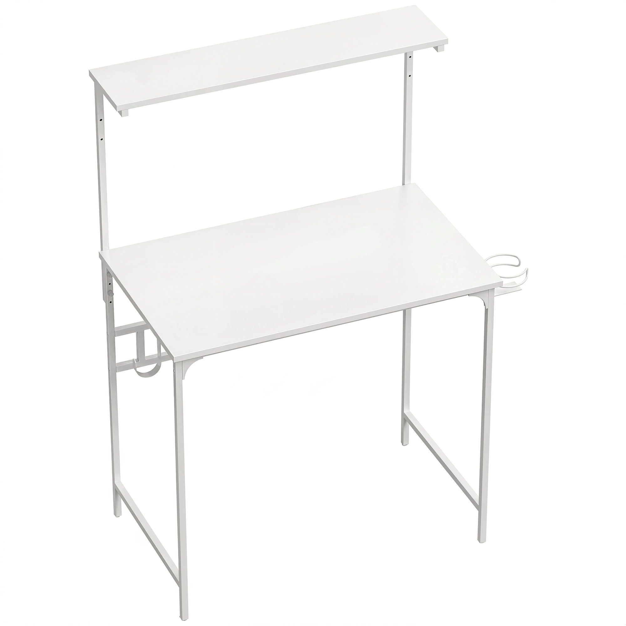 Prihall White Metal Office Study Table with Hutch Shelf - 80cm