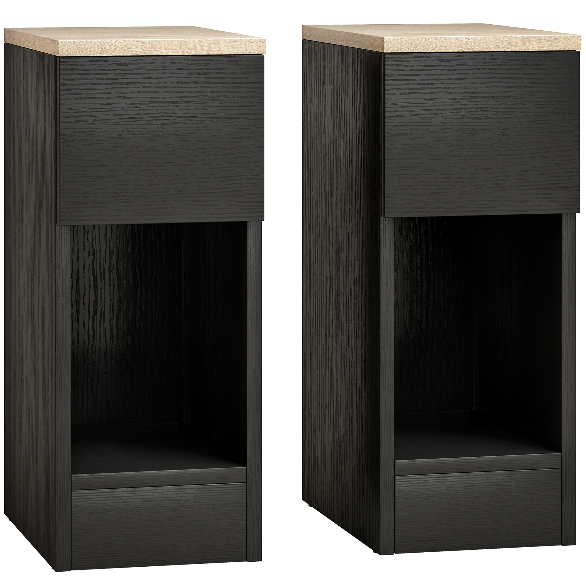 Luxton Black Bedside Table Set of 2 - 20cm