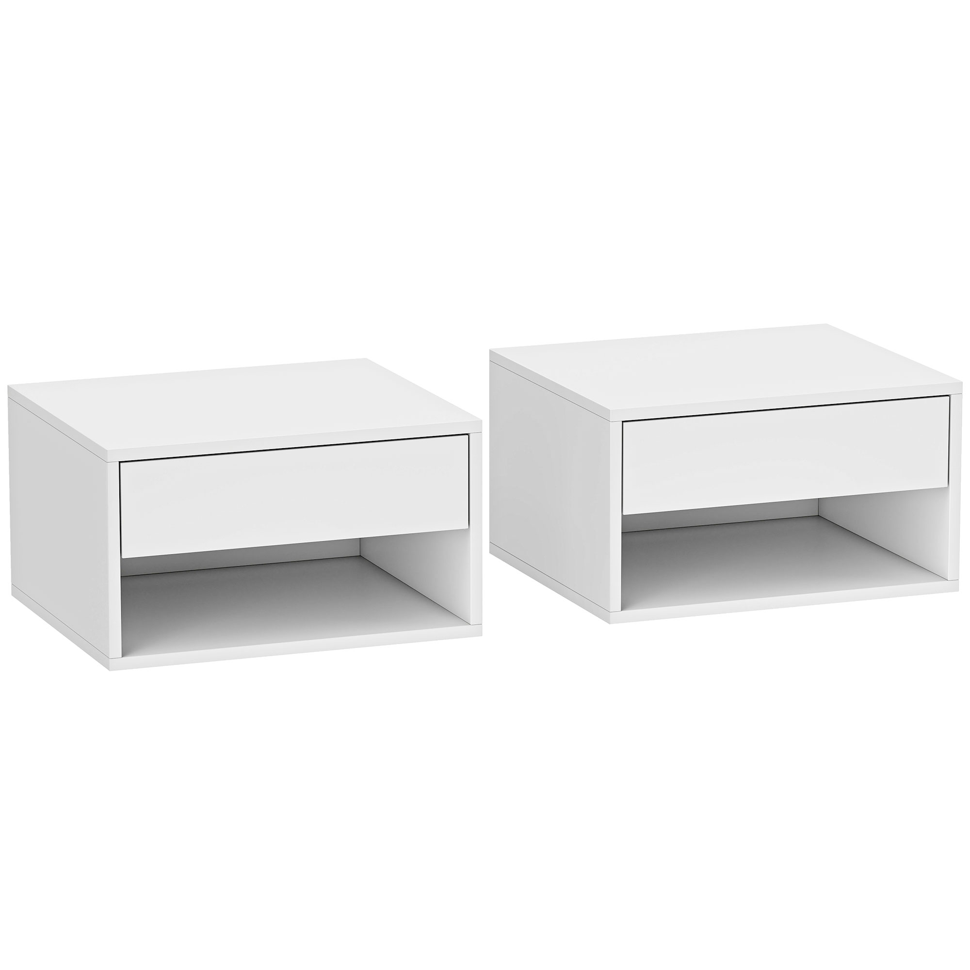 Stahall White Floating Bedside Table Set of 2 - 37cm