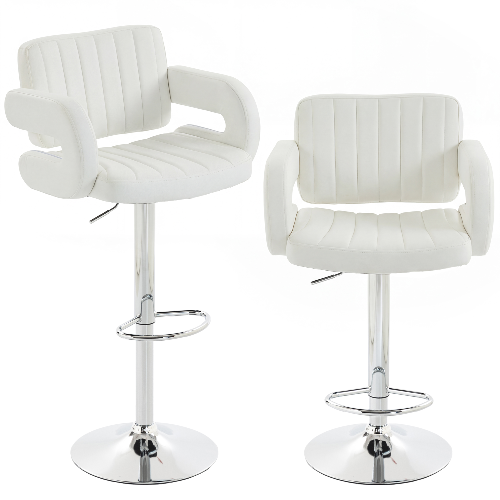 Broton White Fabric Bar Stool Set of 2 - 57.5cm