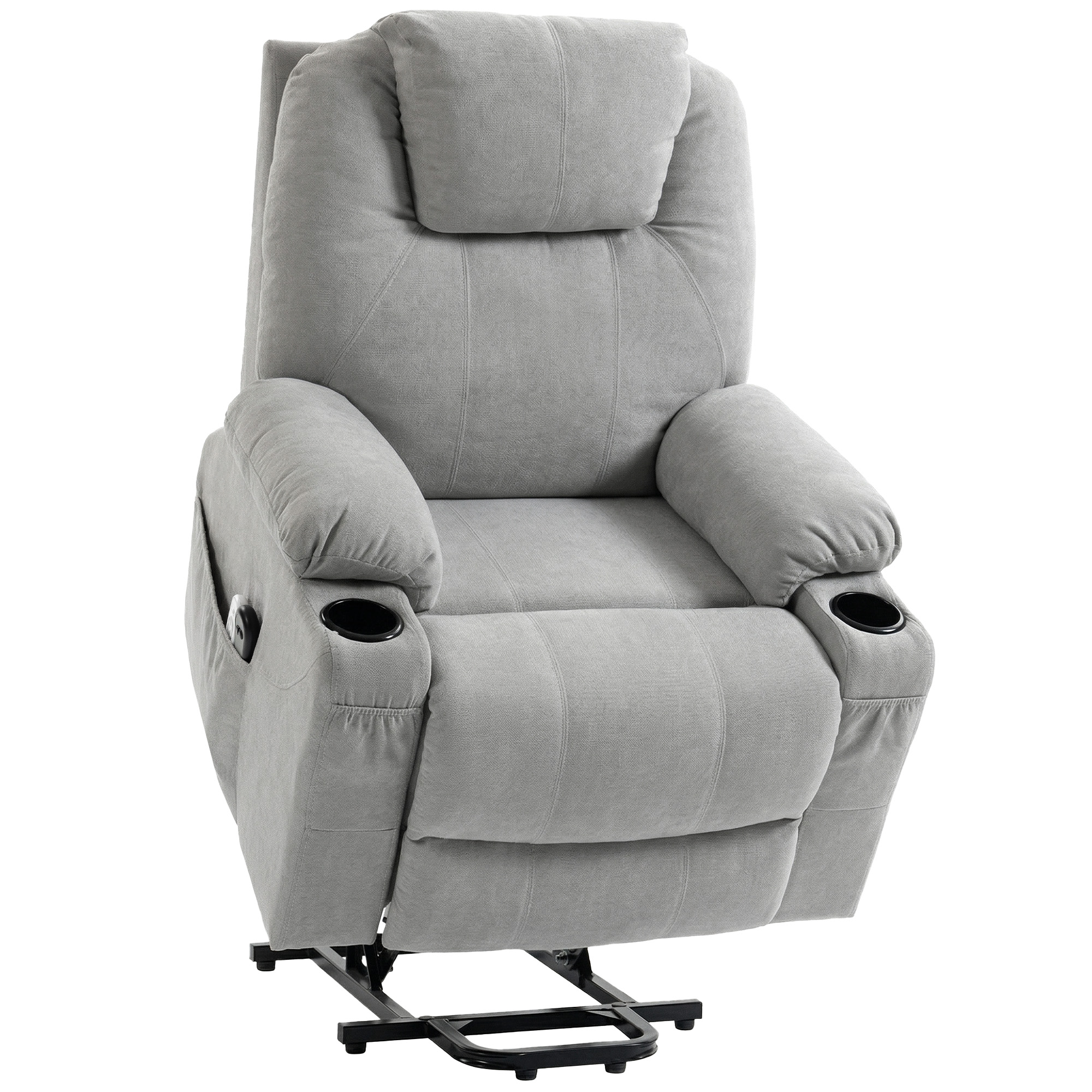 Staglen Linen Power Lift Recliner Armchair - Light Grey