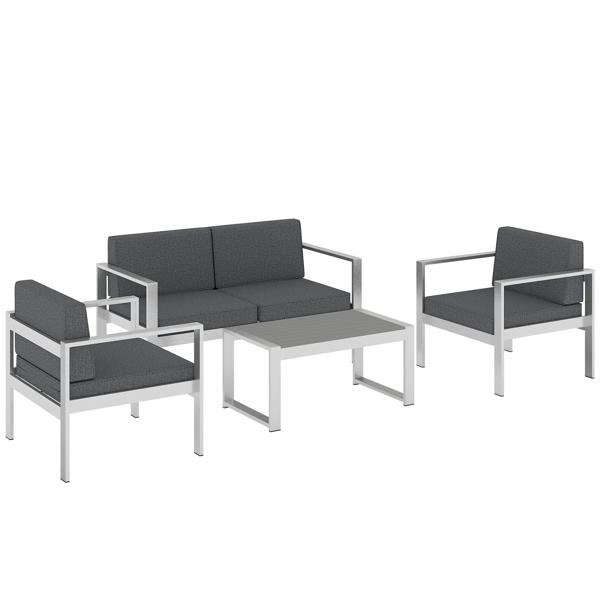 Belex Aluminium Extra Wide Deep Sofa Set with Olefin Cushions - Grey