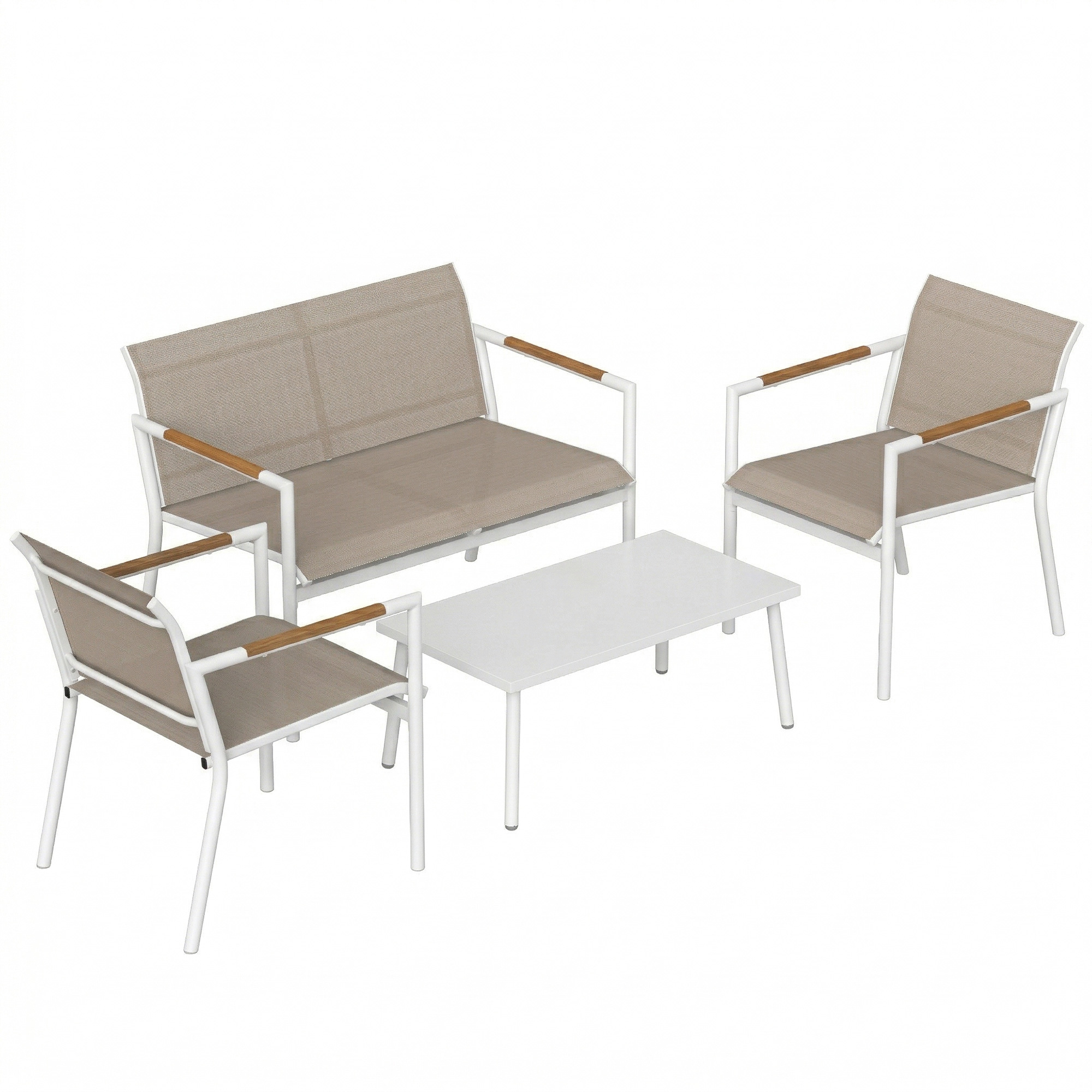 Winthor Metal 4 Seater Sofa Set - Khaki
