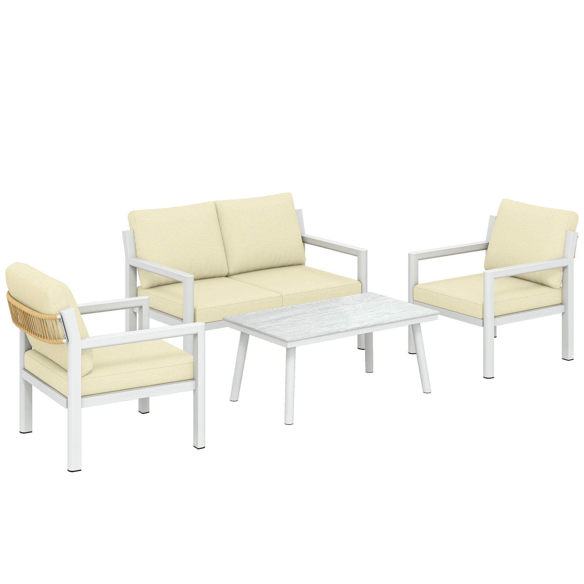 Yorlyne Brown Aluminium 4 Seater Rattan Garden Furniture Set - 67cm