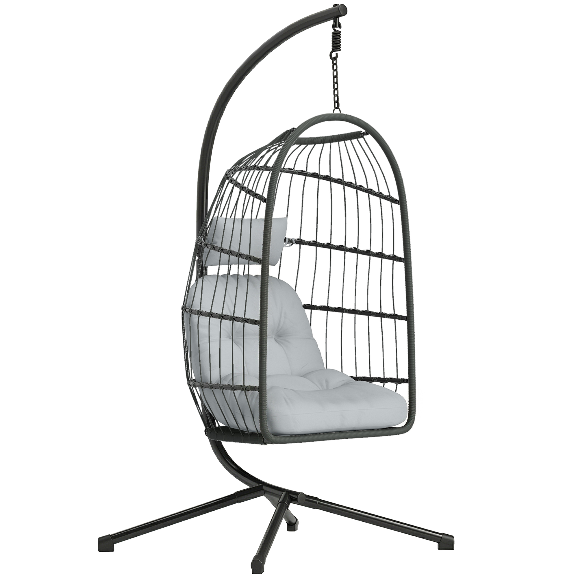 Chehall Dark Grey PE Rattan Hammock Swing Chair - 101cm
