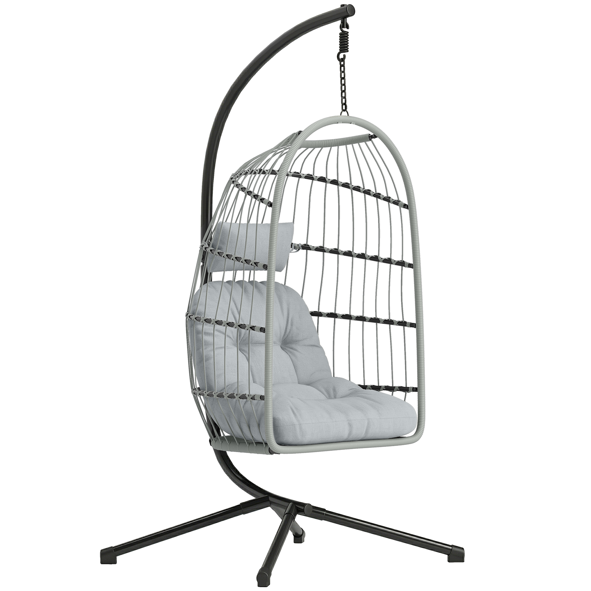 Chehall Light Grey PE Rattan Hammock Swing Chair - 101cm