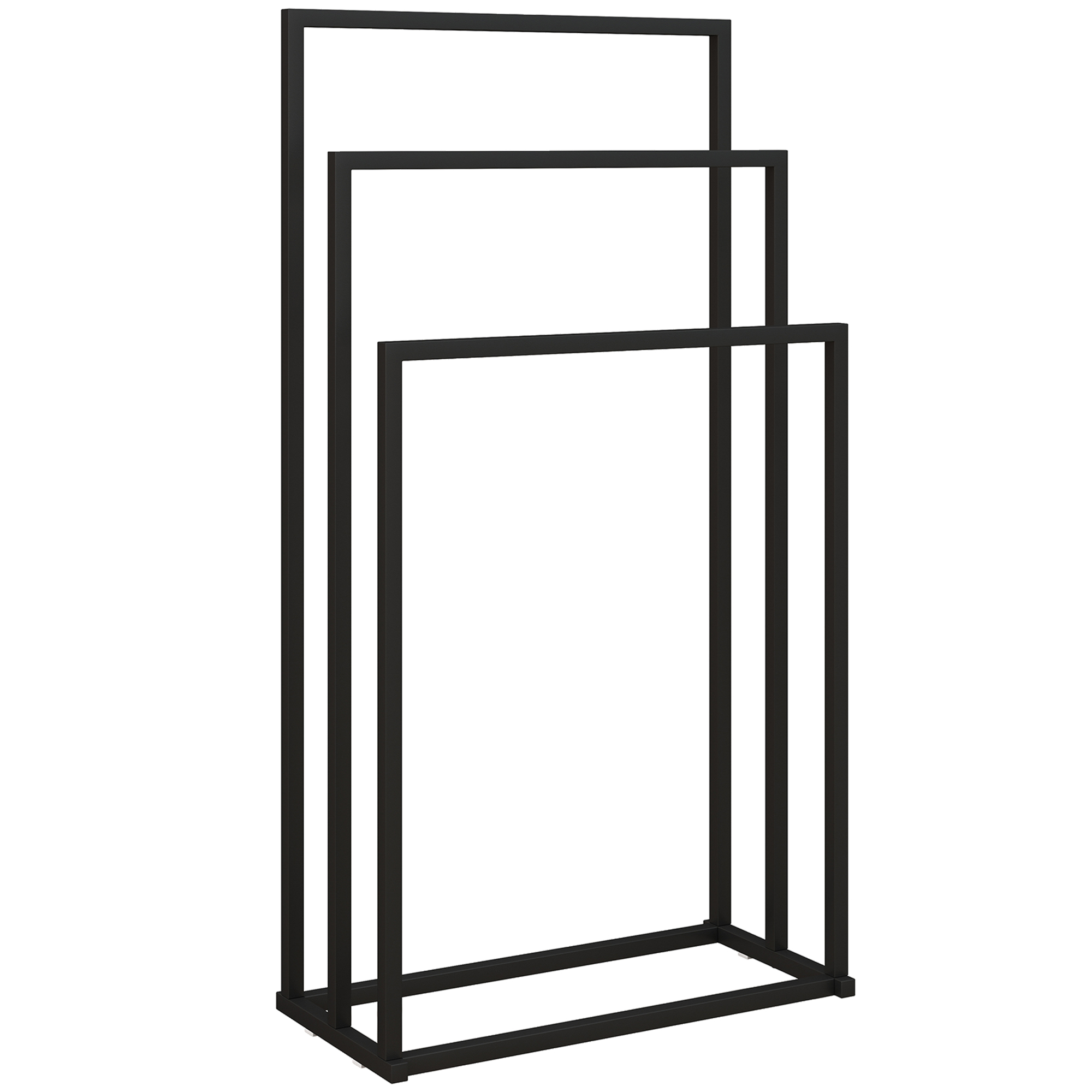 Luxion Black Steel Bathroom Towel Rail Holder with 3 Bars - 45cm