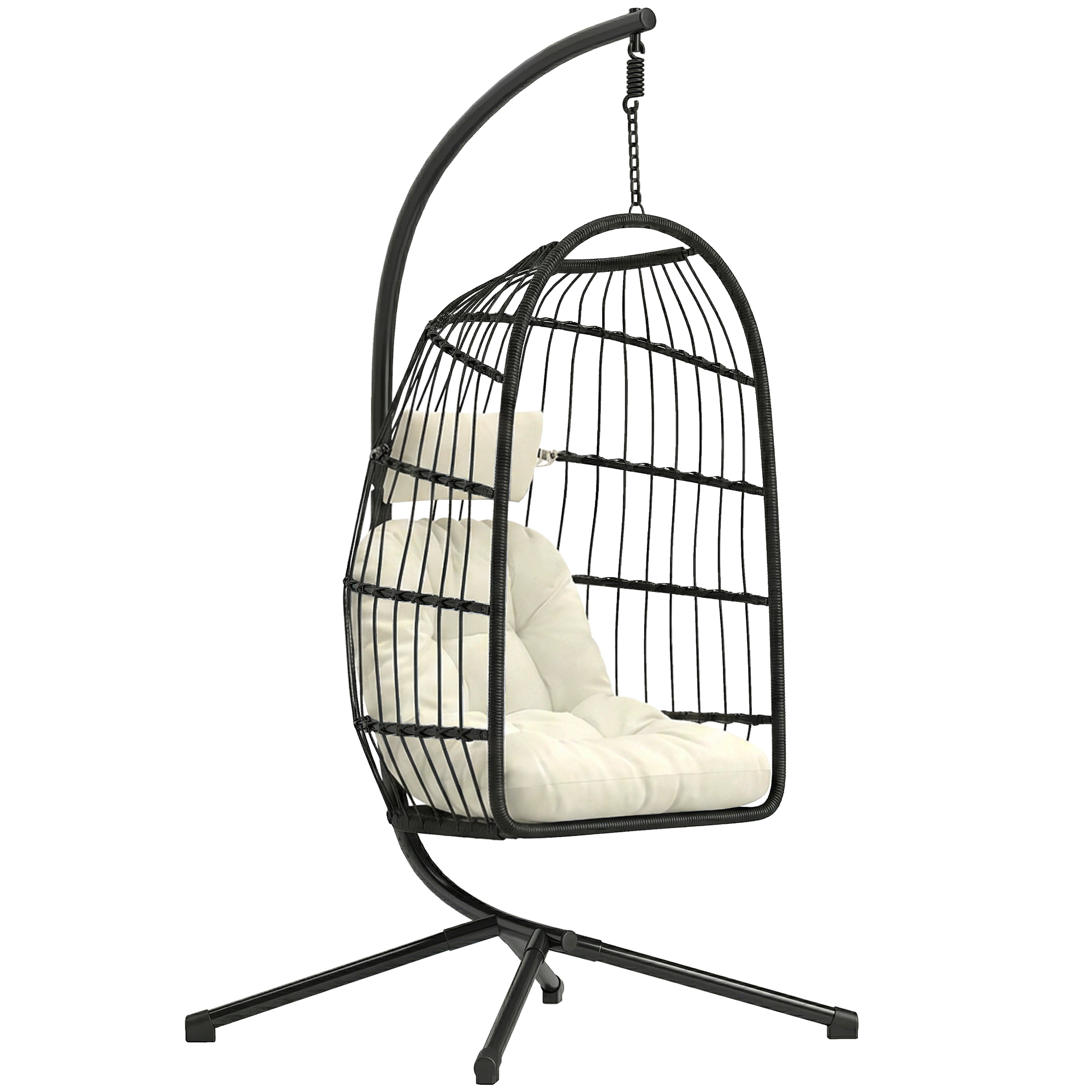 Chehall Cream White PE Rattan Hammock Swing Chair - 101cm