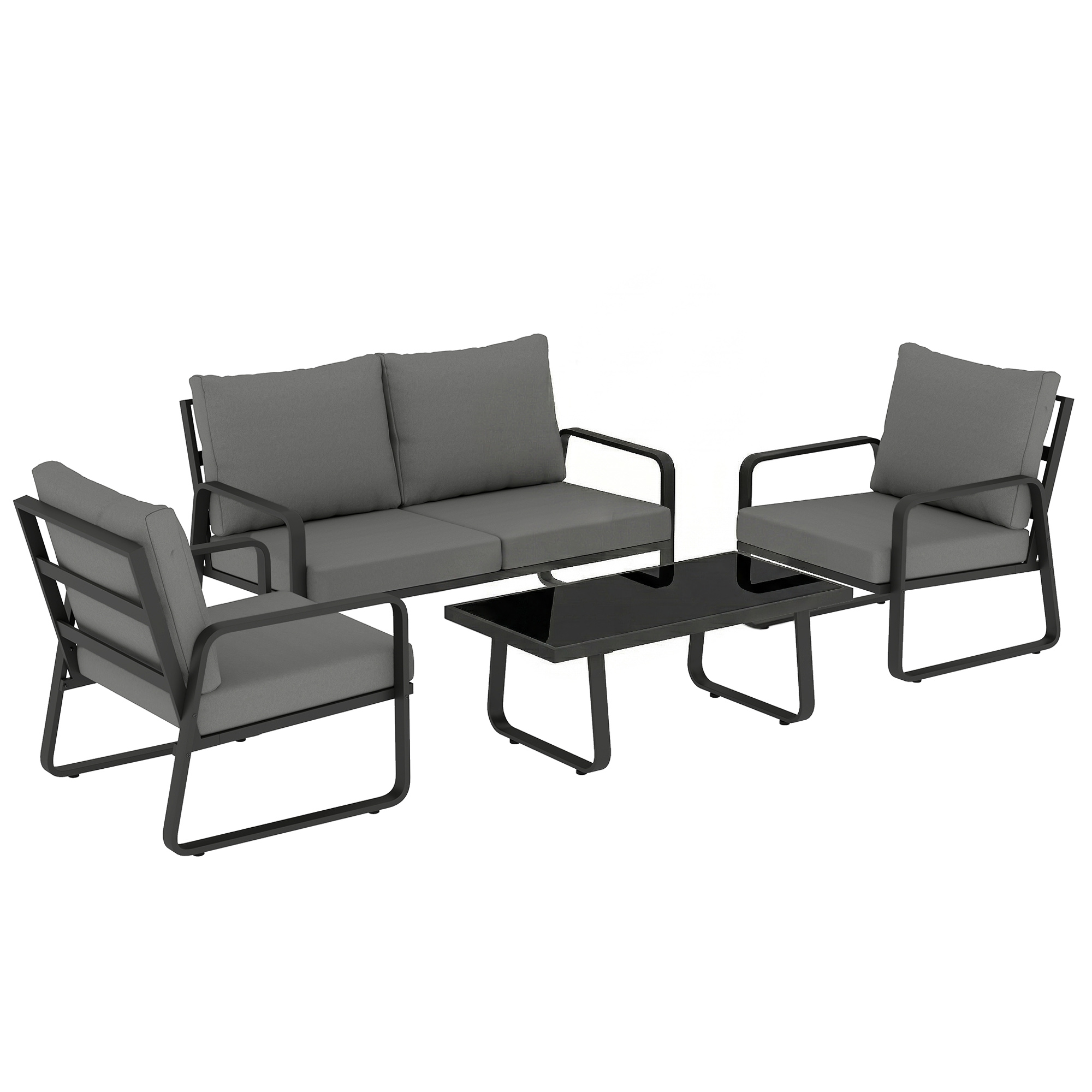 Wexis Black Metal 4 Piece Sofa Set - 160cm