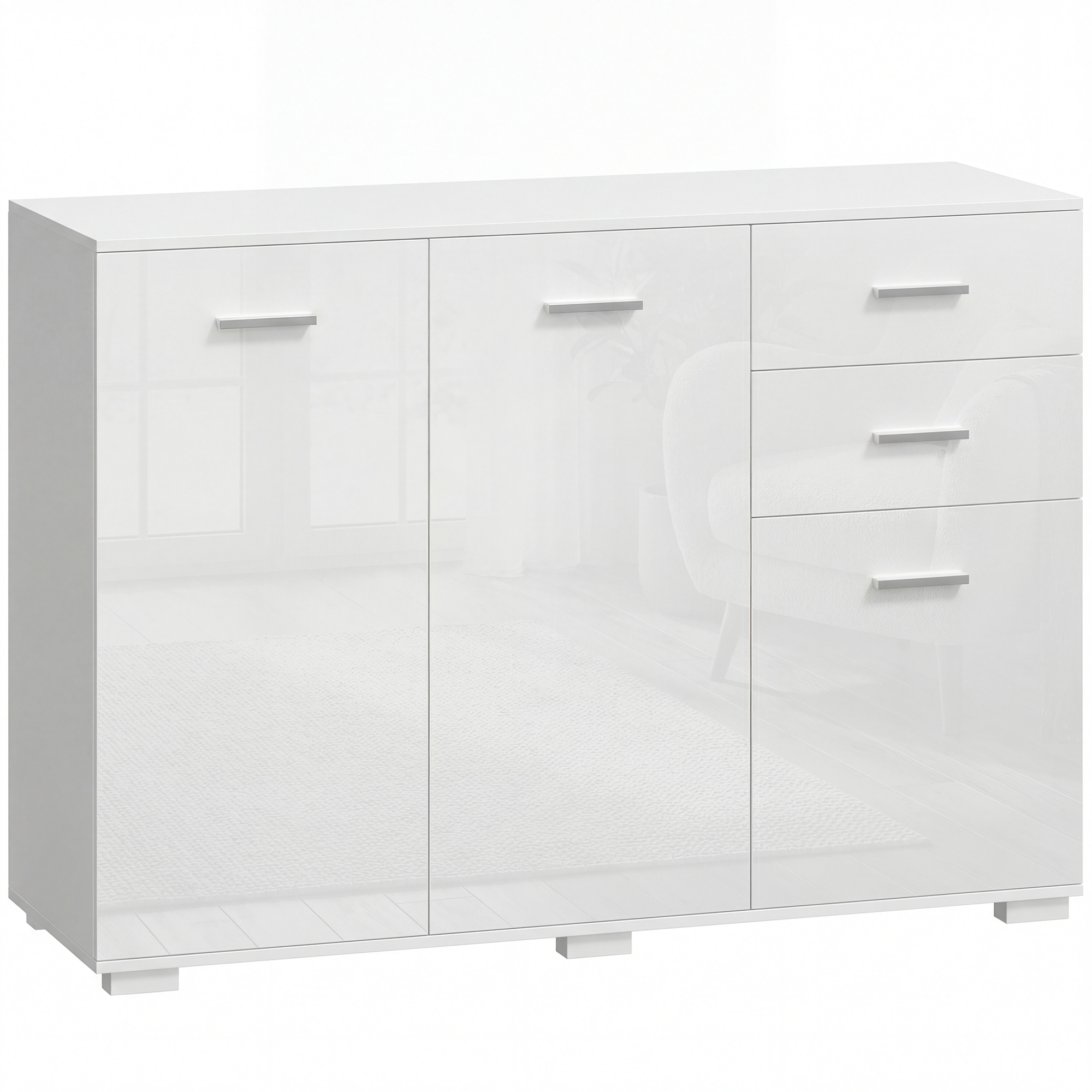 Winwick White Sideboard with 2 Drawers, 3 Doors - 106cm