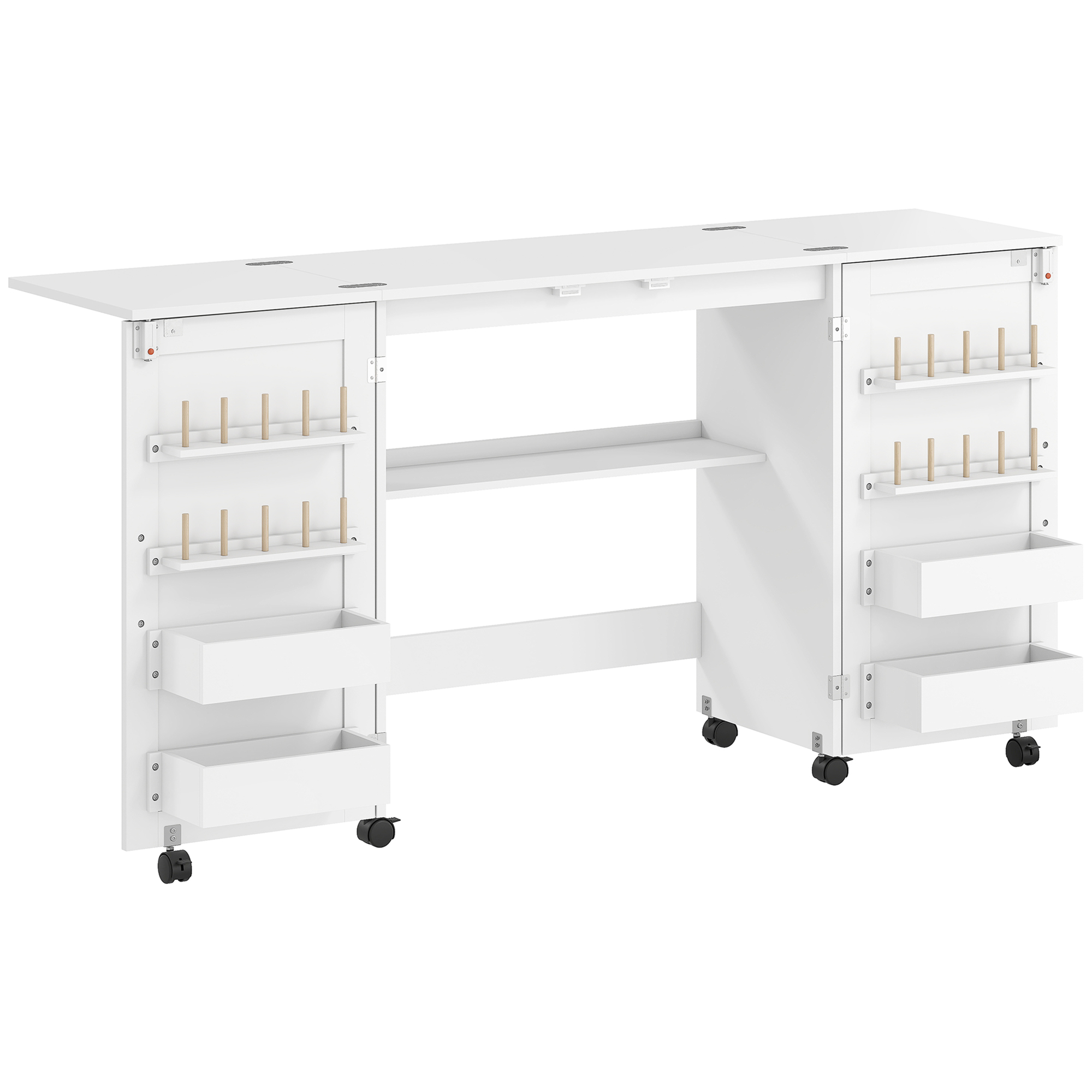 Luxex White Particle Board Folding Sewing Table - 160cm