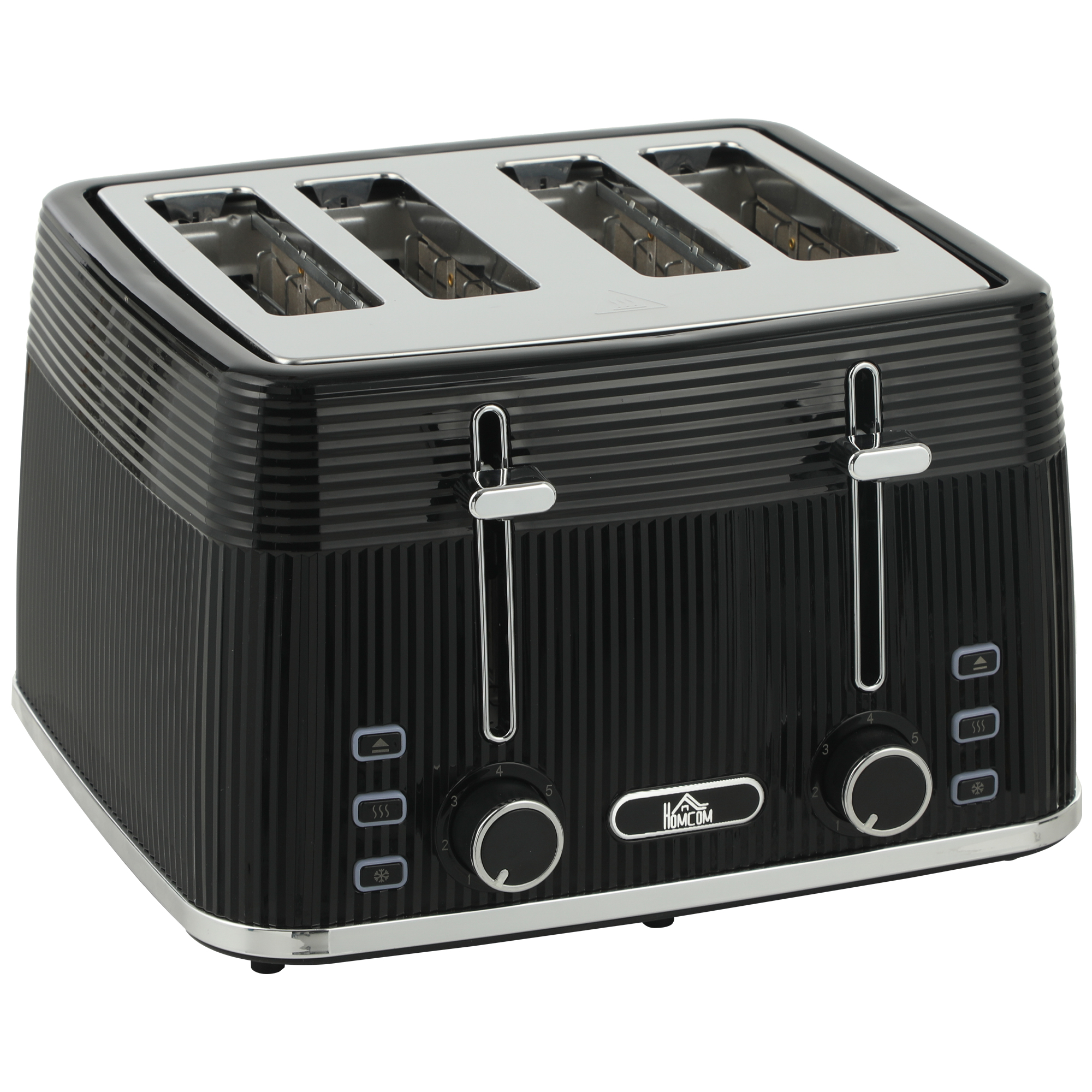 Cheheir Black Stainless Steel 4 Slice Toaster - 27.3cm