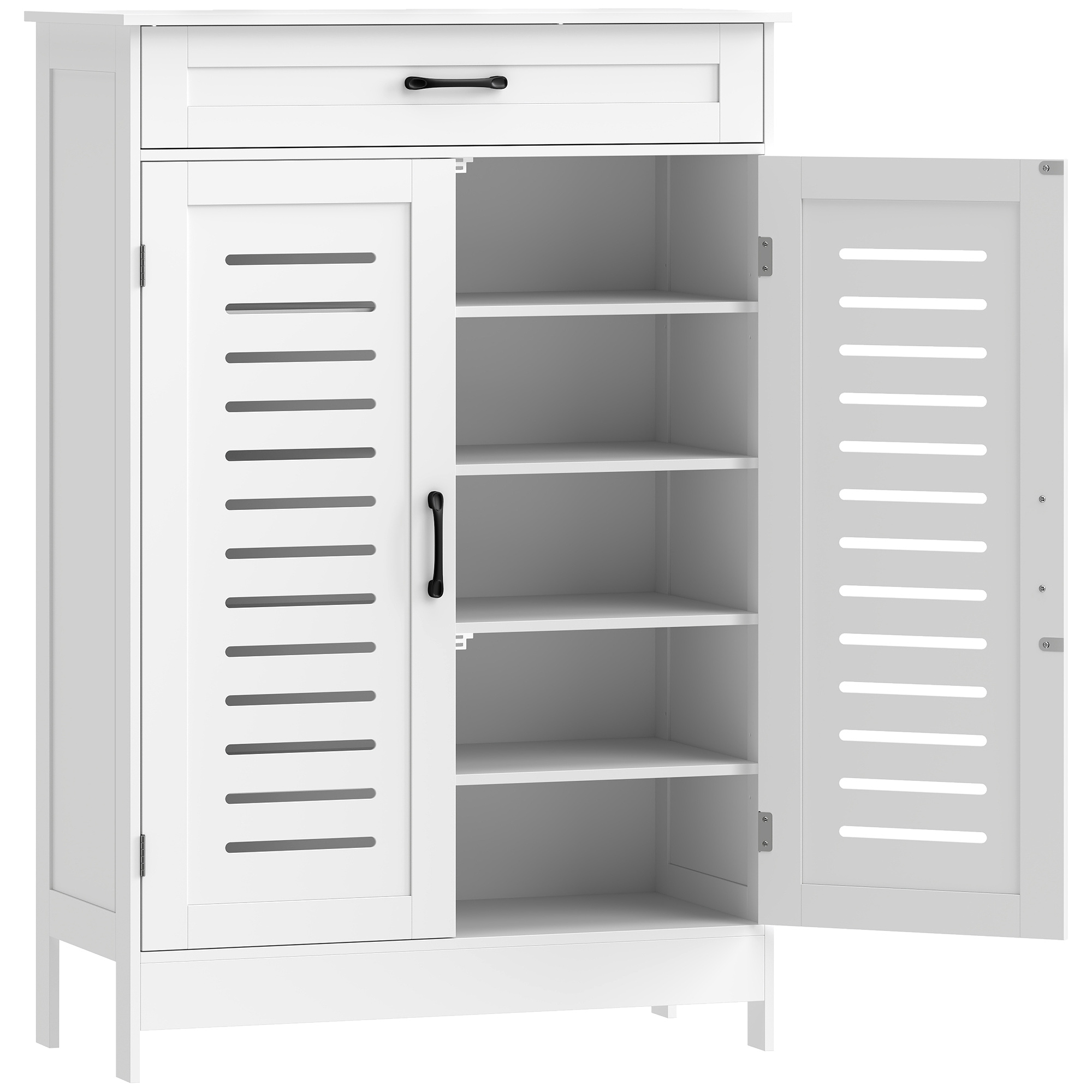 Rosheir White MDF Shoe Cabinet with Drawer Storage - Large-sized - 78cm