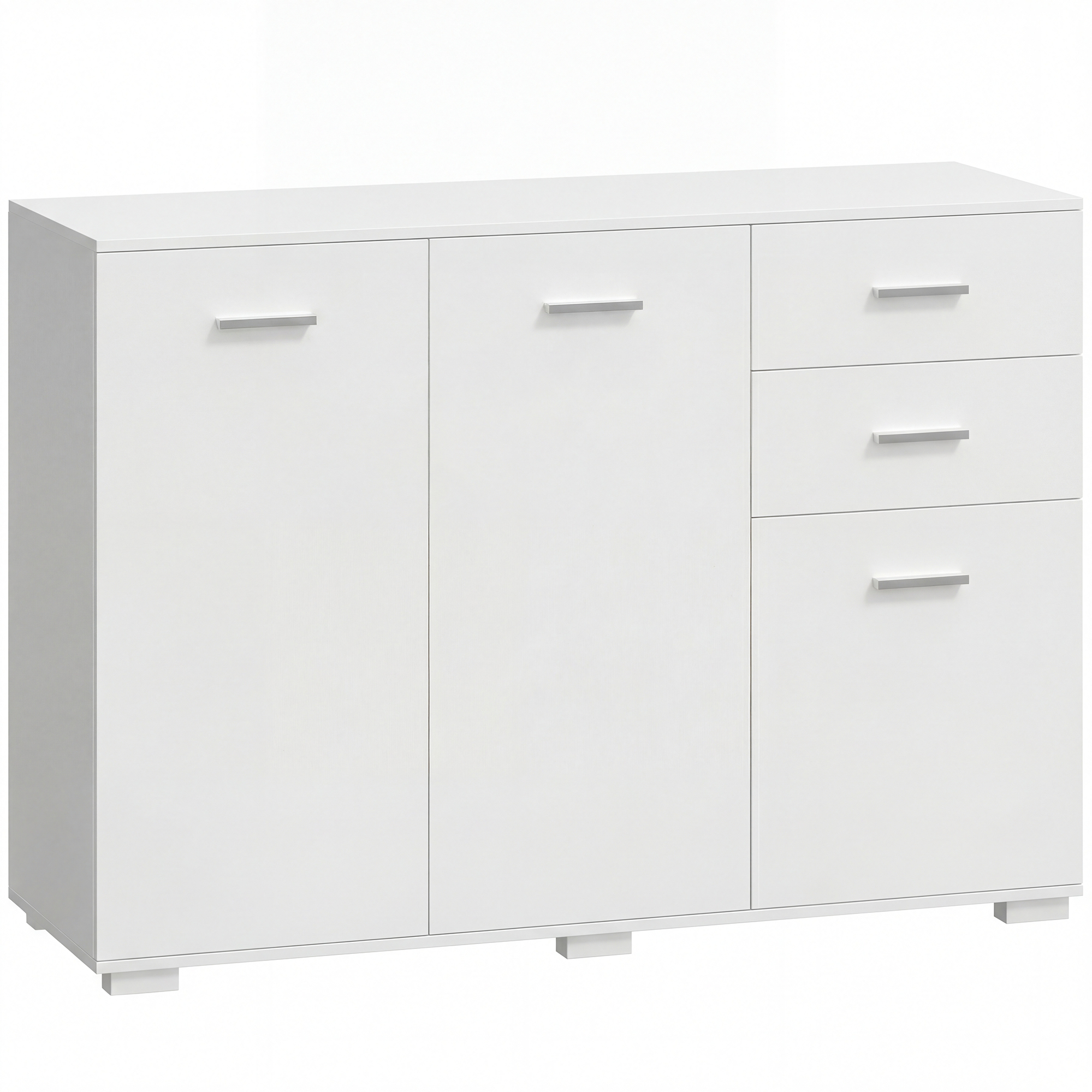Winwick White Sideboard with 2 Drawers, Adjustable Shelves - 106cm