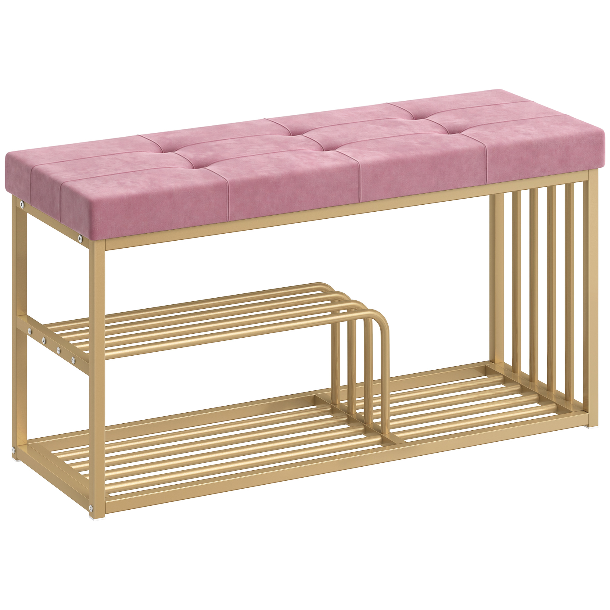Dorvale Pink Velvet Bench with Shoe Storage - Medium-sized - 100cm