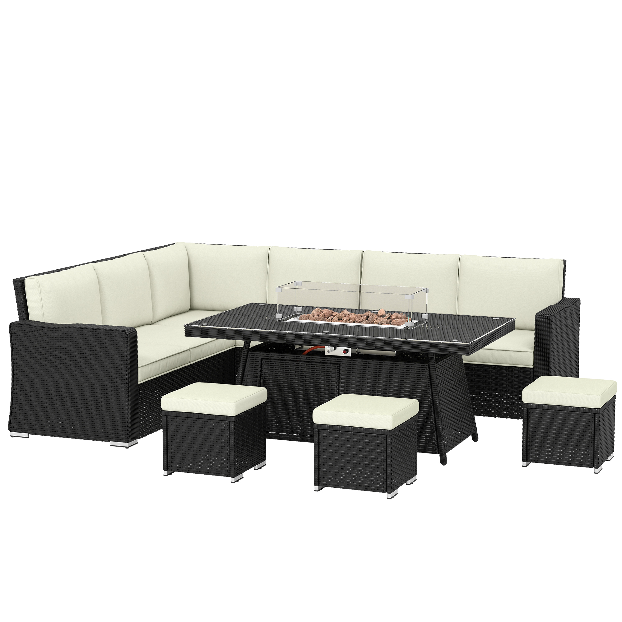Luxbyrn Steel 7 Piece Rattan Garden Corner Sofa Set - White
