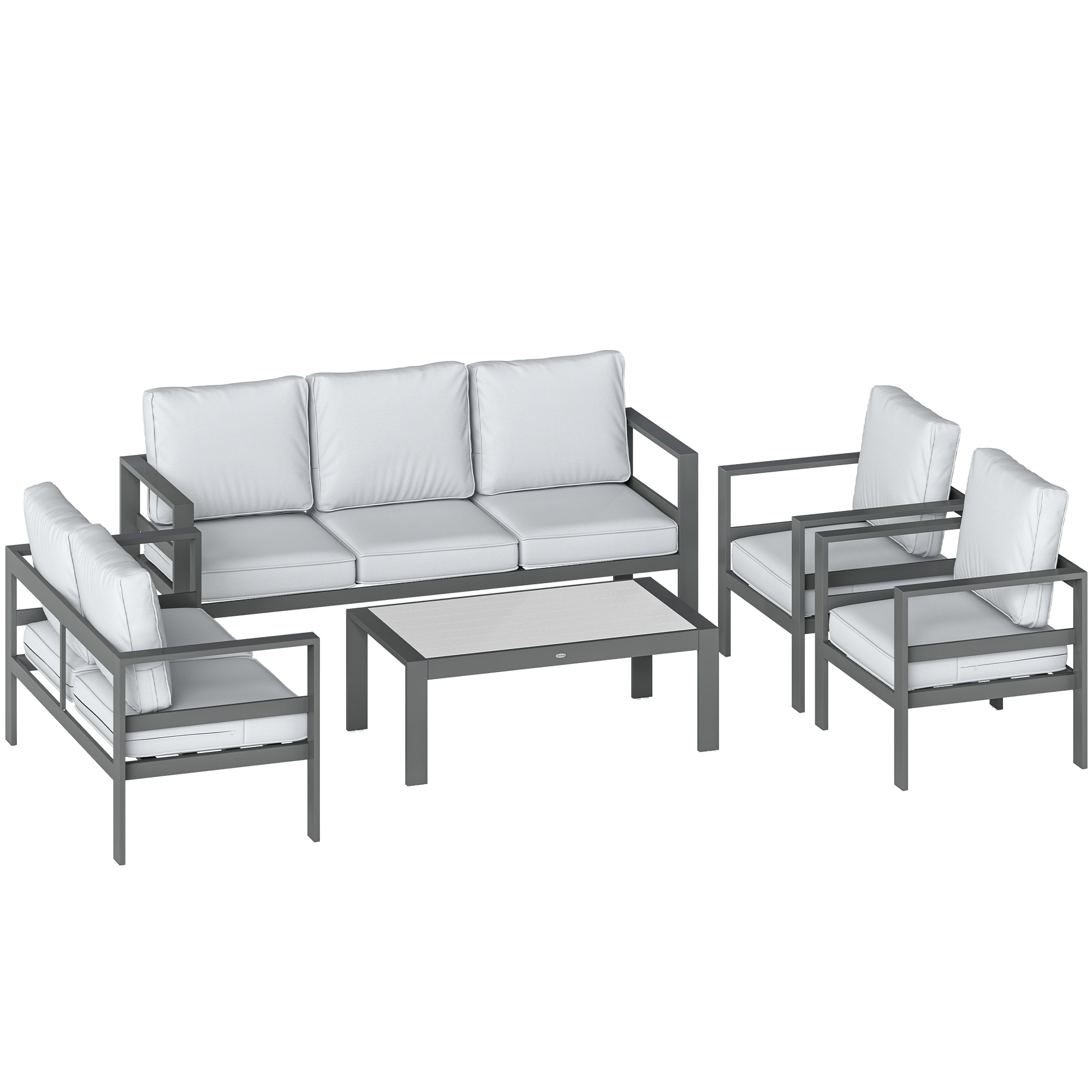Camhall Aluminium 5 Pieces Sofa Set - Grey